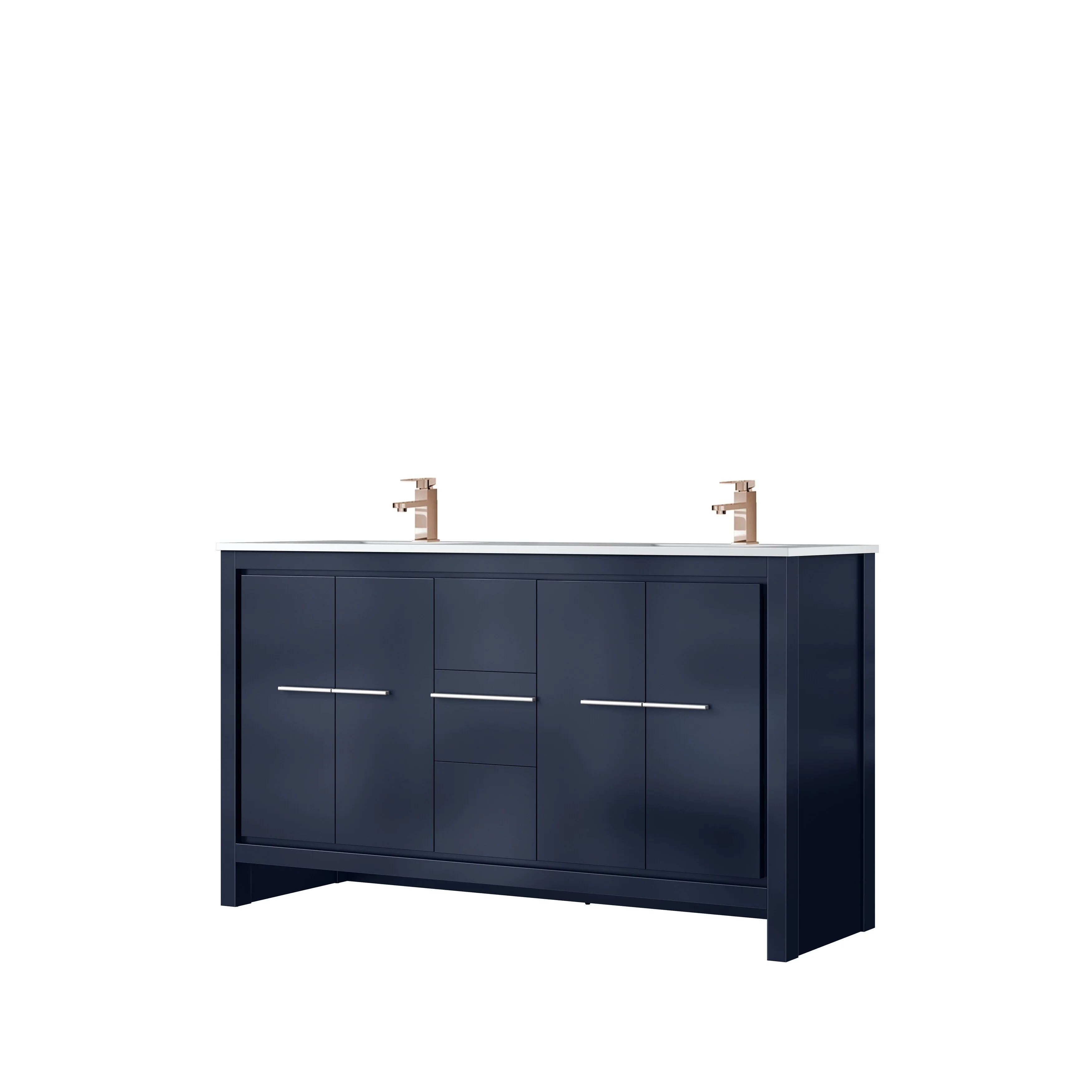 Lafarre Bath Vanity Cultured Marble Top, Sink and Rose Gold Faucet