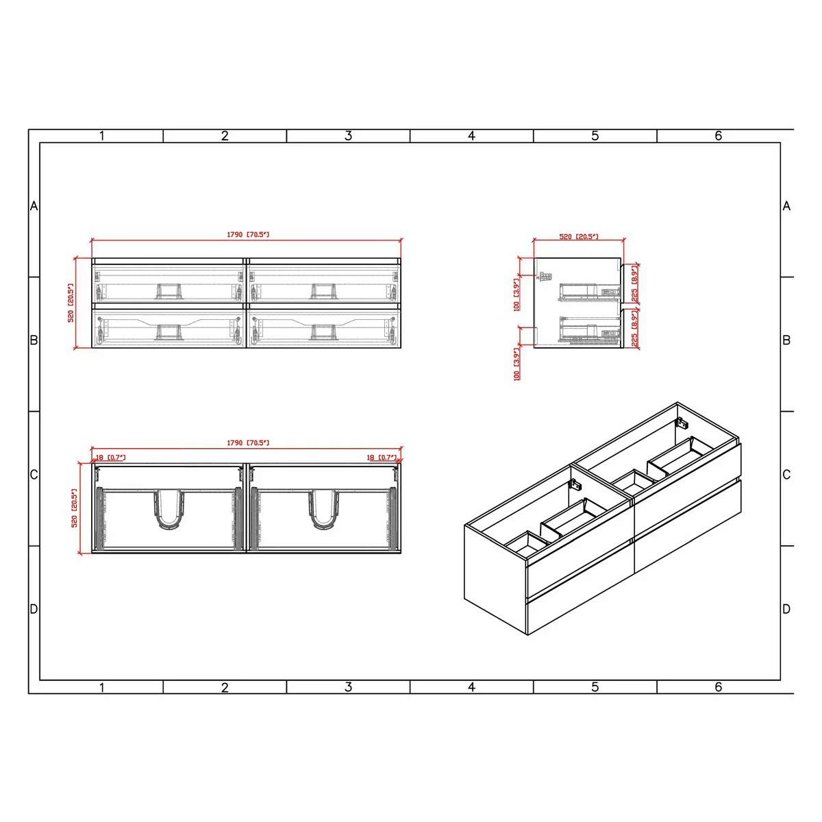 Baillie 72'' Wall-Mounted Vanity with Double Reinforced Acrylic Sink