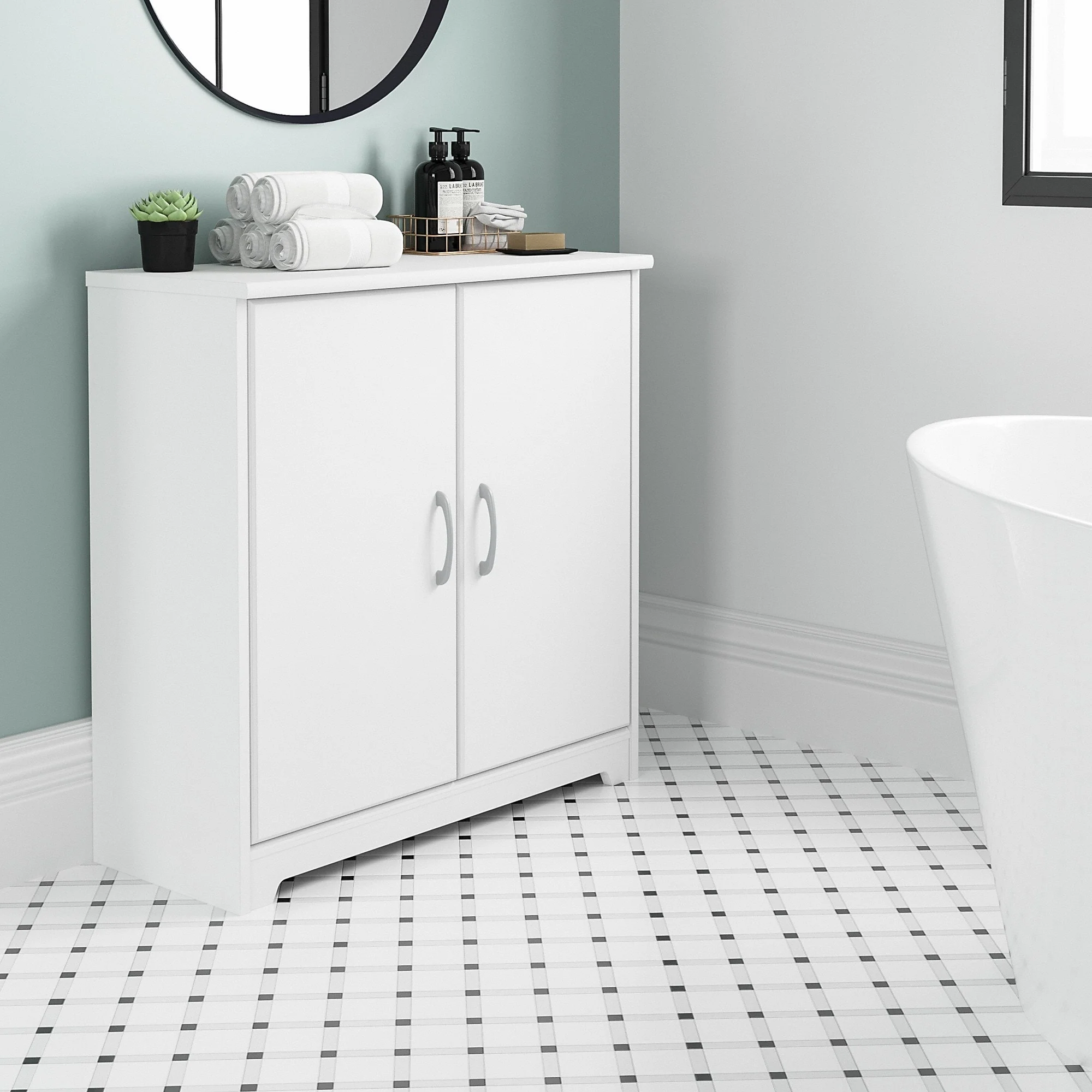 Cabot Small Bathroom Storage Cabinet with Doors by Bush Furniture