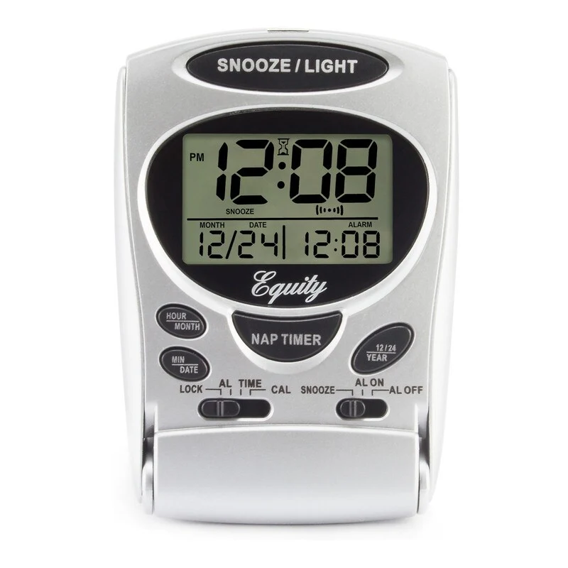 Equity 31300 Silver Travel Alarm Clock with Nap Timer & Backlight