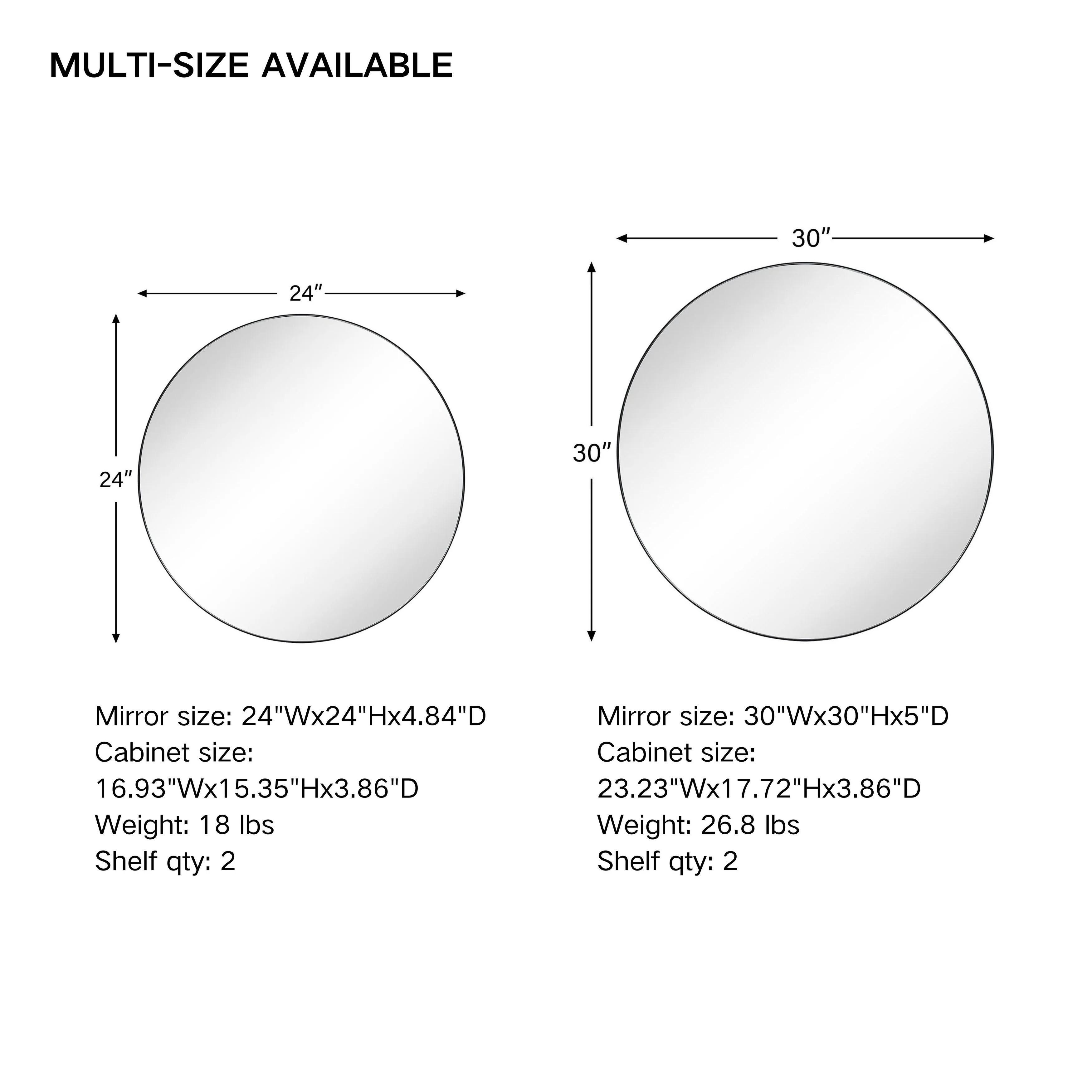 TEHOME Myriel Surface Mount Framed Round Medicine Cabinet with Mirror