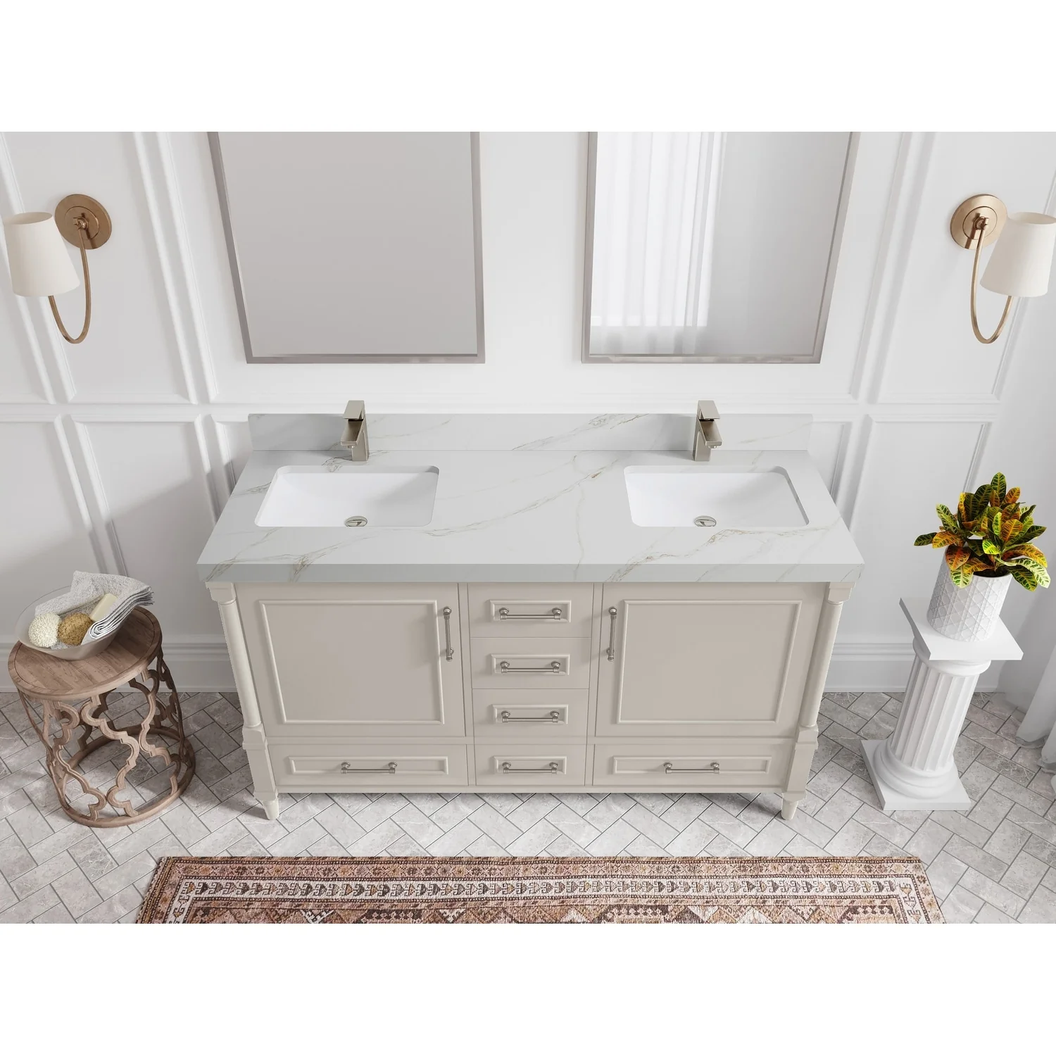 Willow Collections 60 in. W x 22 in. D Aberdeen Double Sink Bathroom Vanity with Countertop
