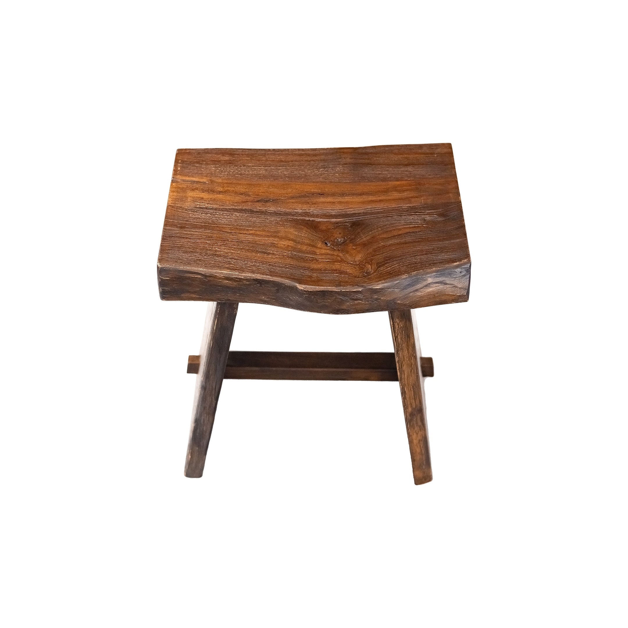 Nordic Style Teak Stool with Curved Seat