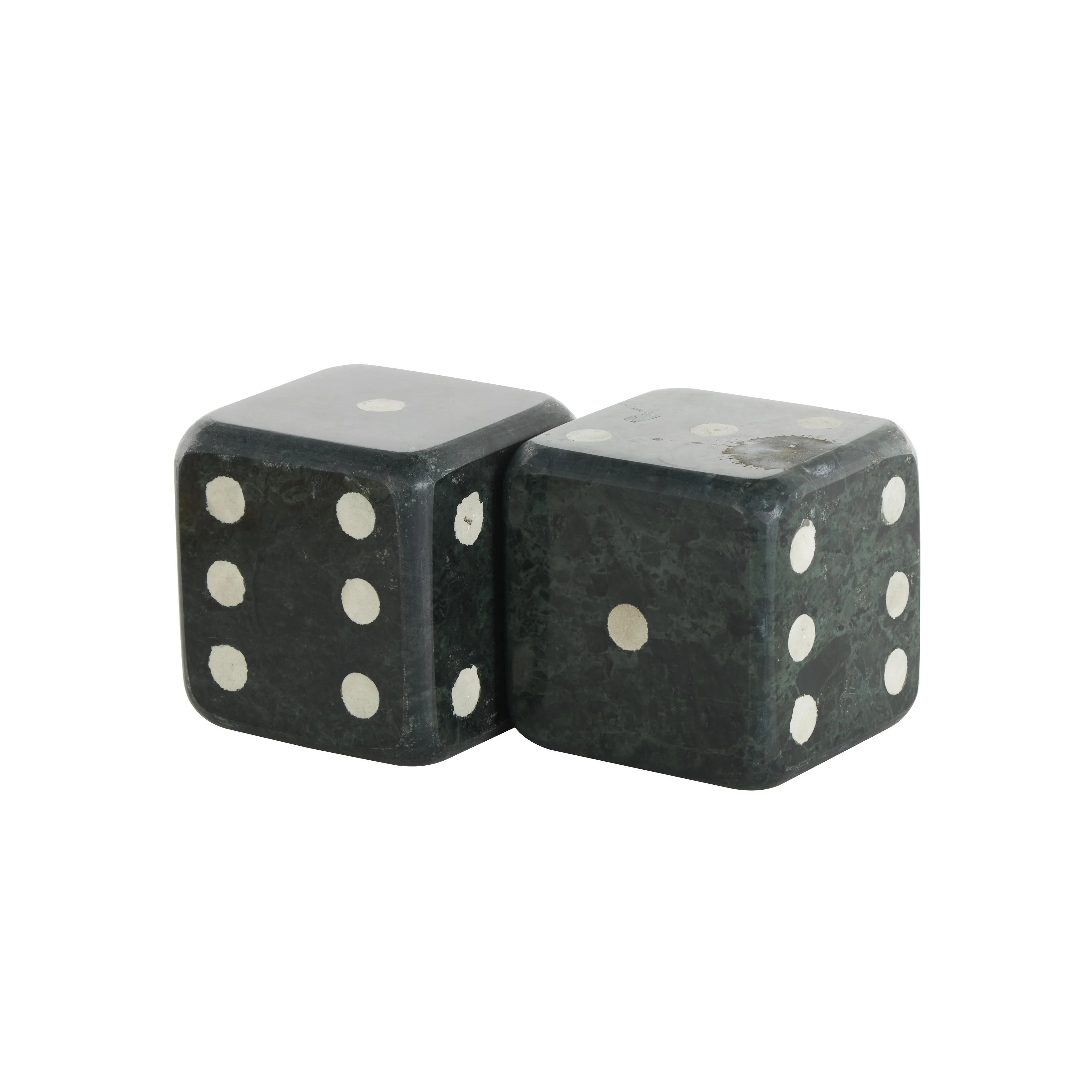 Marble Dice Decorative Bookends - Set of 2 Black, White or Green - Roche River Decor