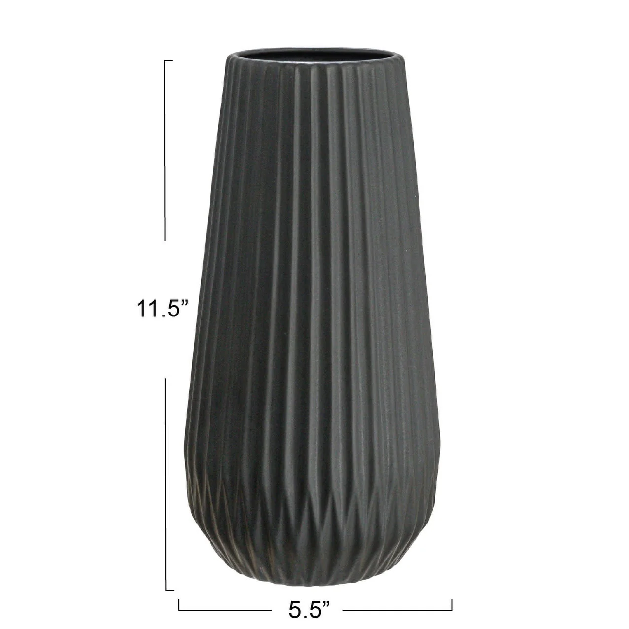 Stoneware Fluted Vase with Embossed Lines - 5.5