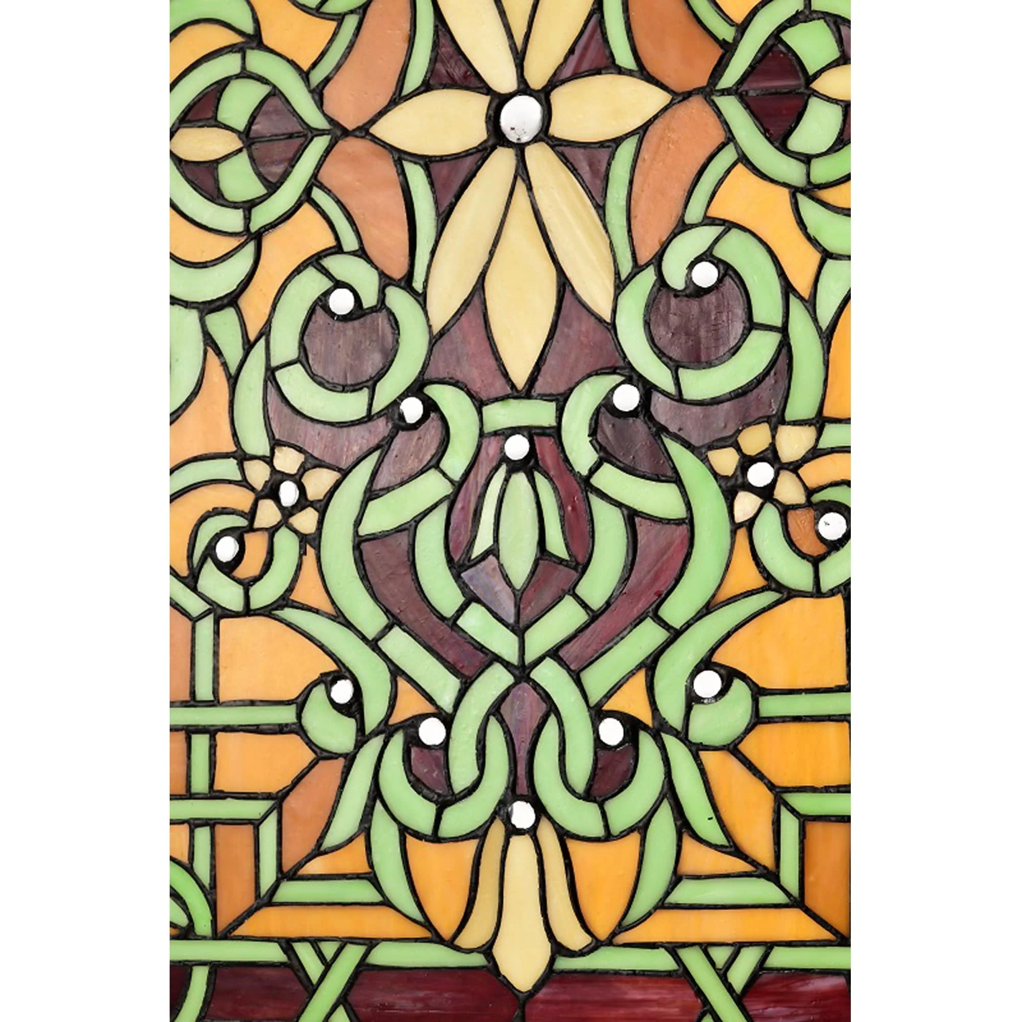 Tiffany-style Wood Frame Stained Glass Window Panel