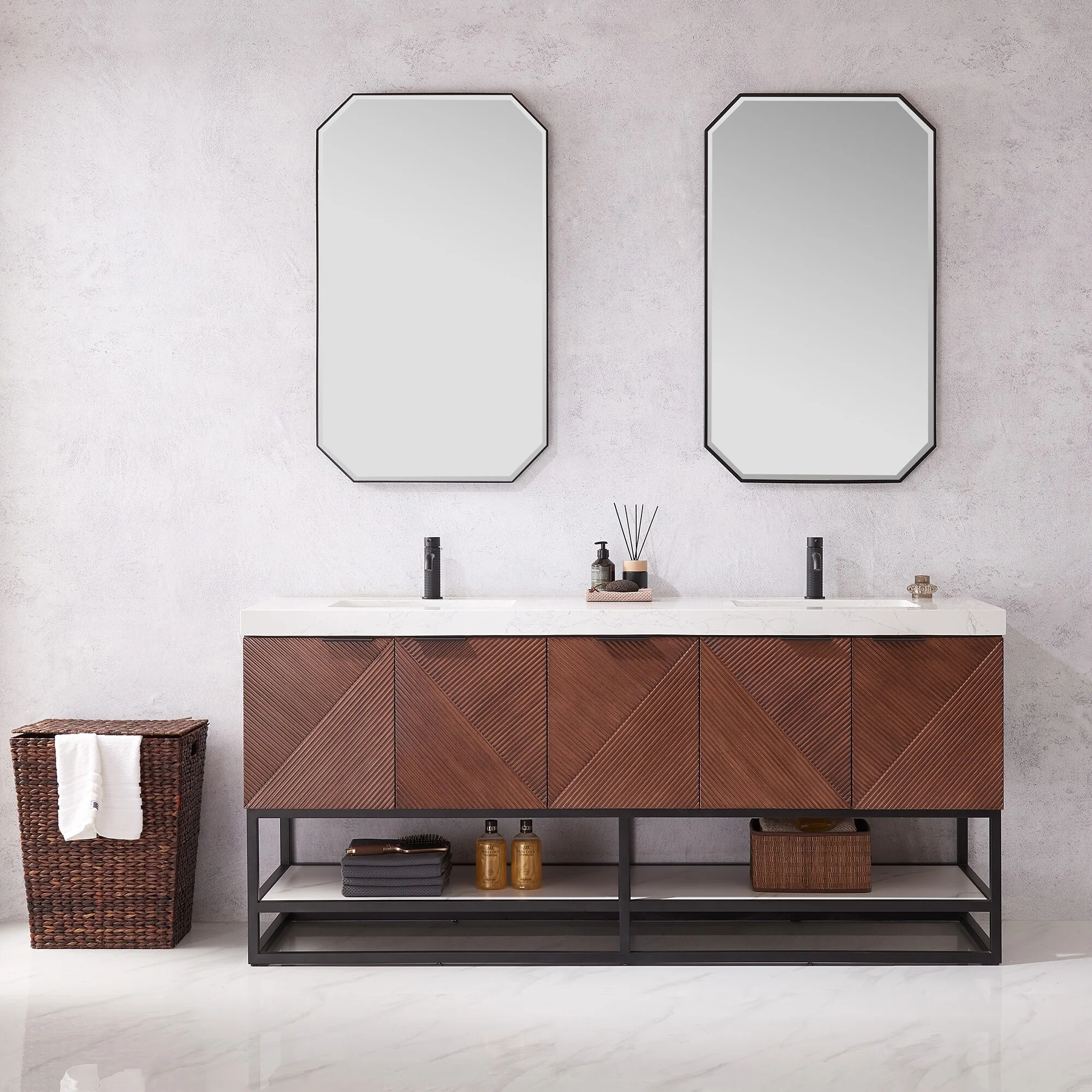 Mahon Double Bath Vanity with Composite Stone Top without Mirror