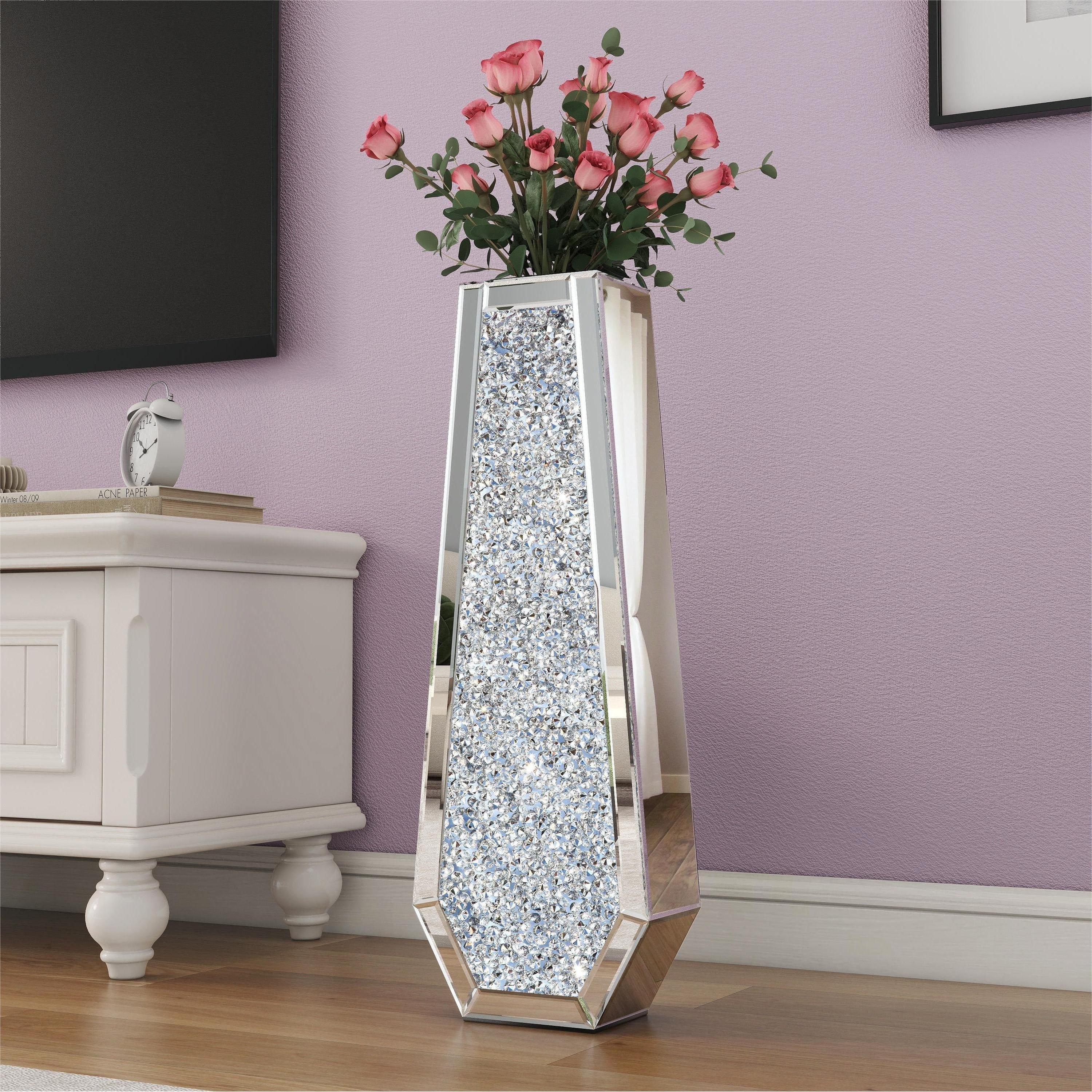 Glam Tall Crushed Diamond Floor Vase
