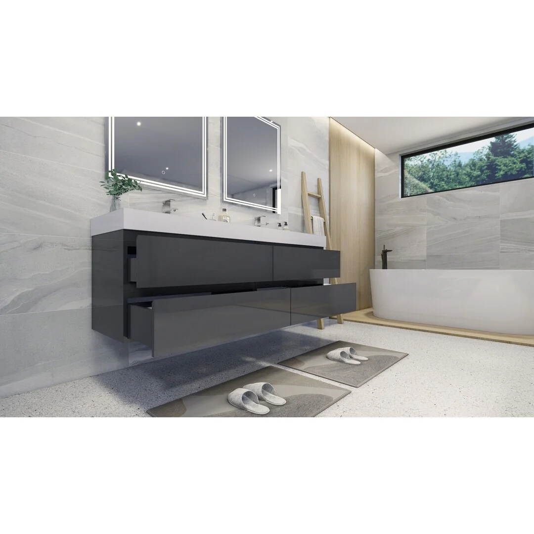 Baillie 72'' Wall-Mounted Vanity with Double Reinforced Acrylic Sink