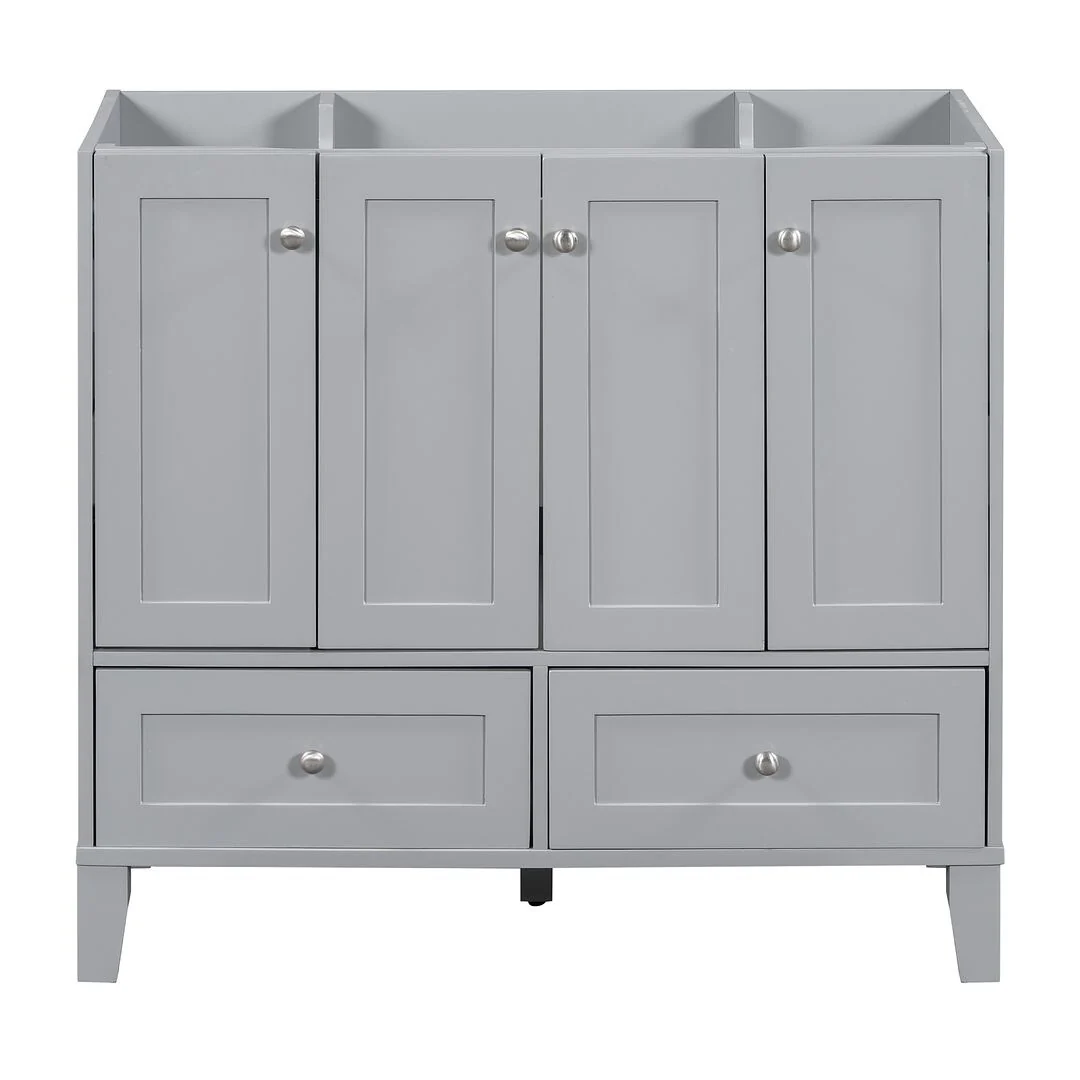 36'' Bathroom Vanity with Sink Set, Solid Wood Frame Bathroom Storage Cabinet, Freestanding Vanity Set