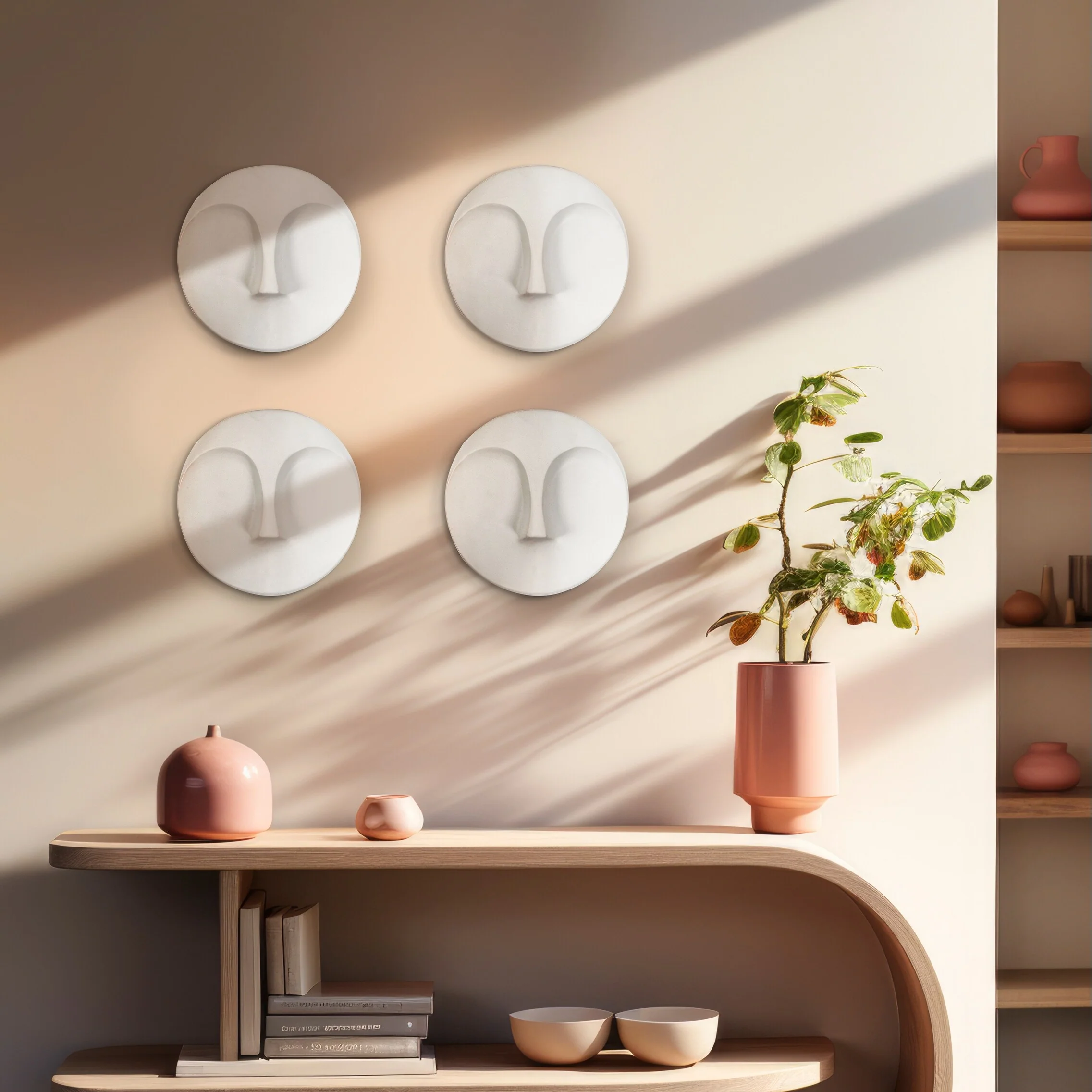 Allan Andrews Matte White Round Face Wall Sculpture