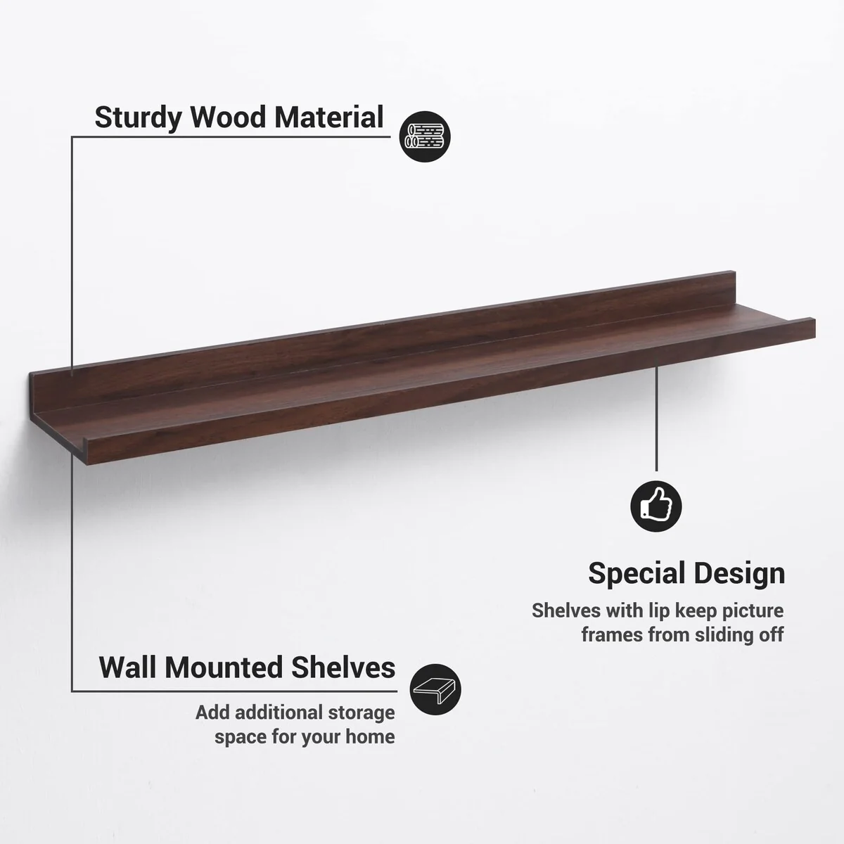Picture Ledge Shelf, Floating Shelves Wall Mounted Set of 3