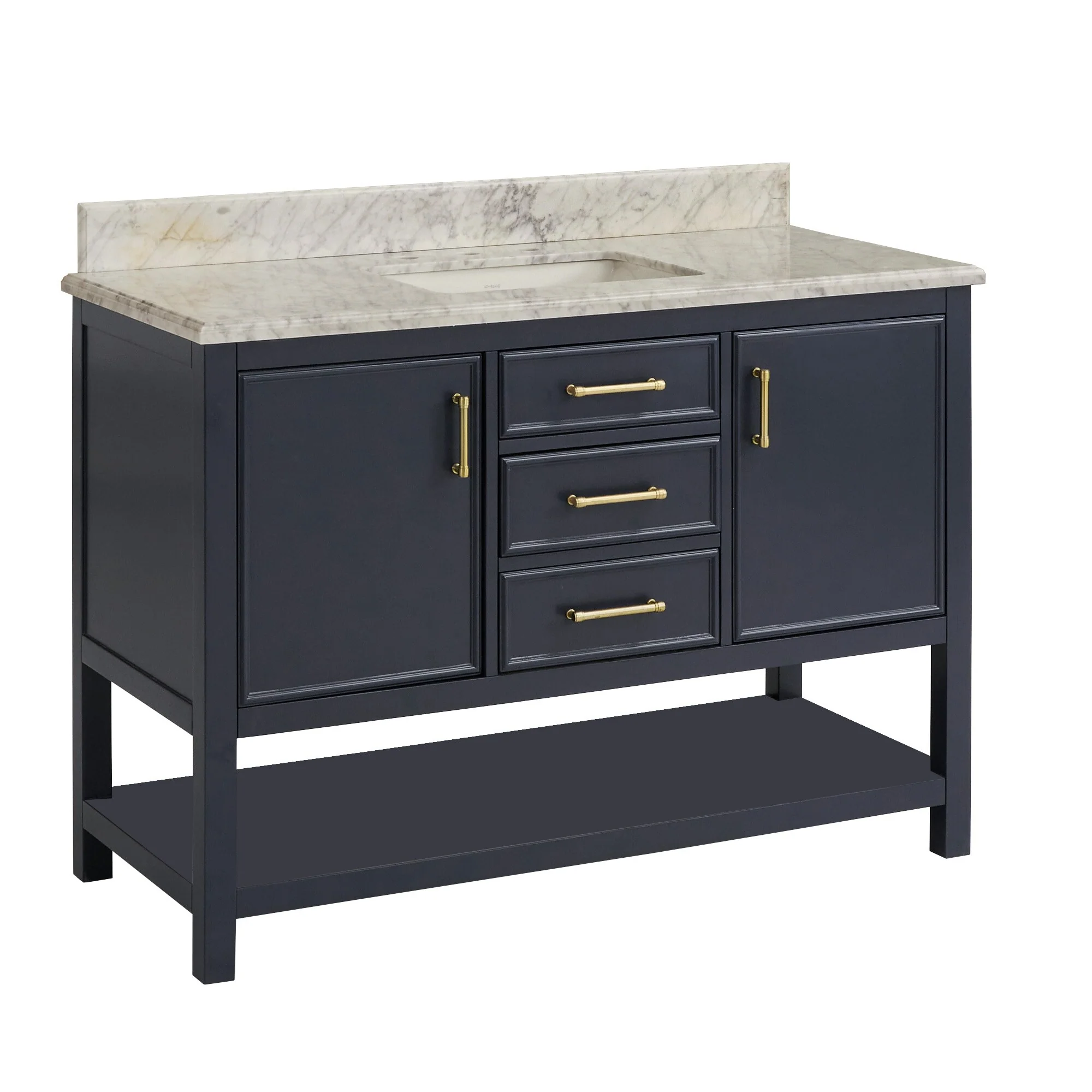 Lilleham Bathroom Sink Vanity with White Marble Veneer Stone Top by iNSPIRE Q Classic
