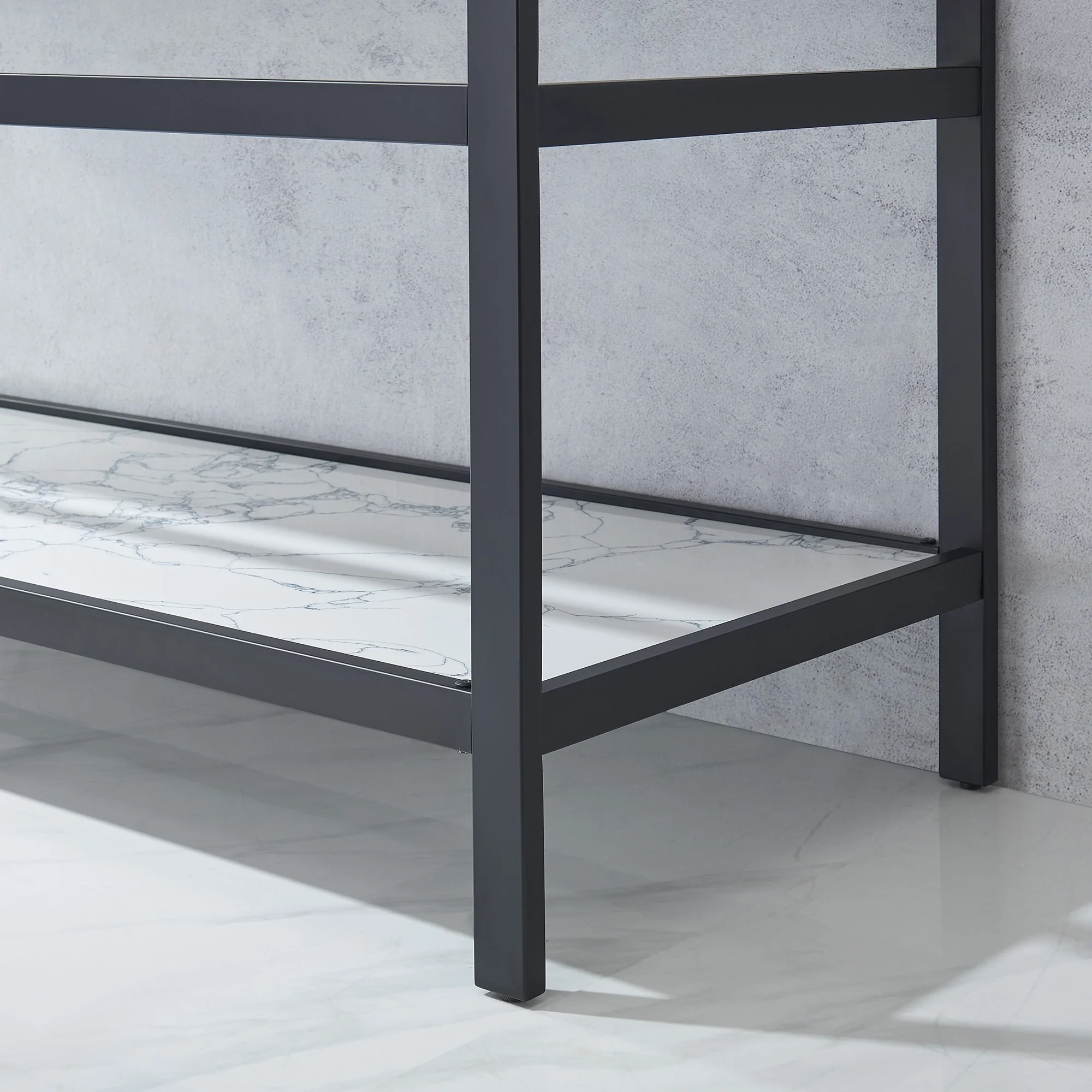 Ecija Bath Vanity, Metal Support with Composite Stone Top, no Mirror