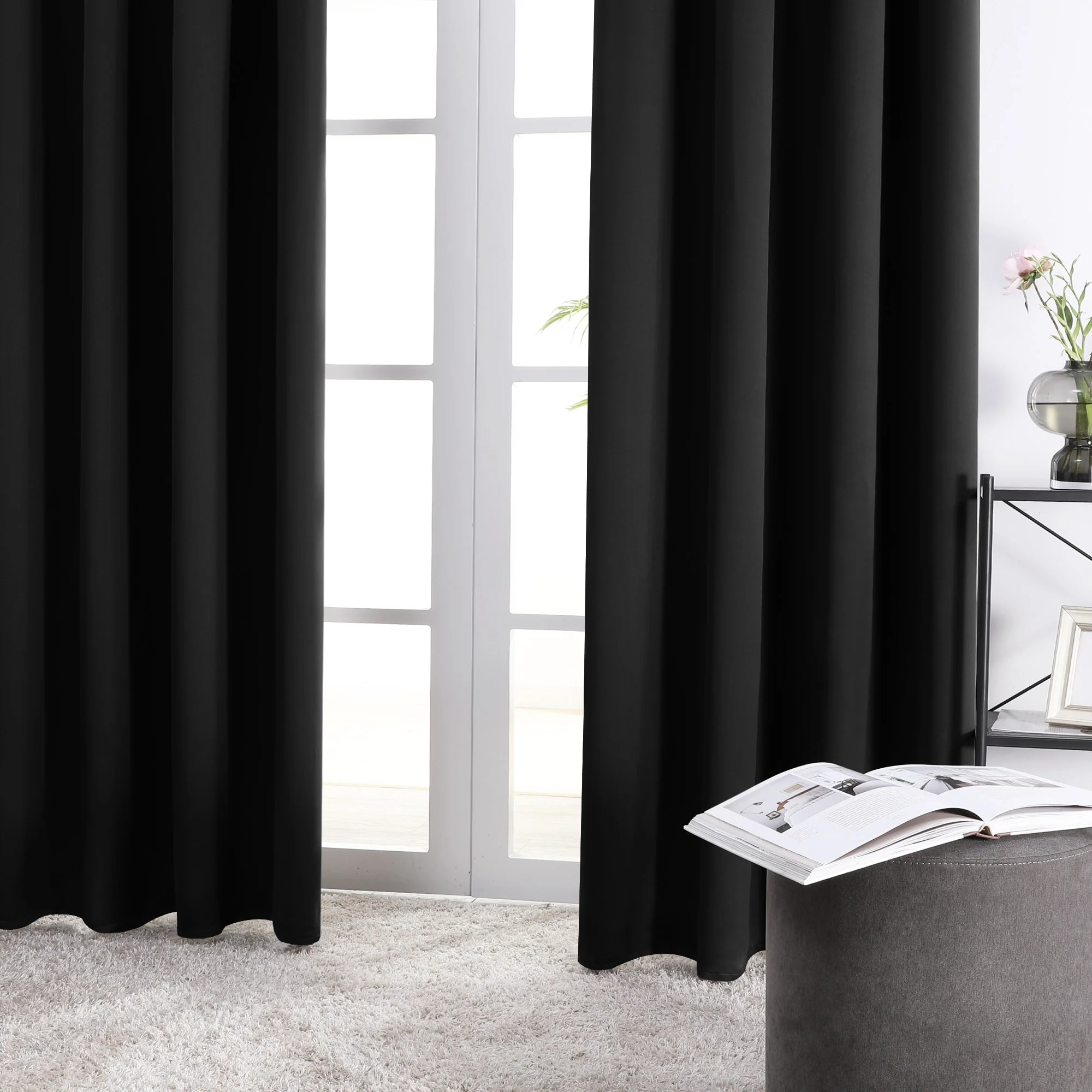 Deconovo Solid Rod Pocket Curtain Panel Pair (2 Panel)