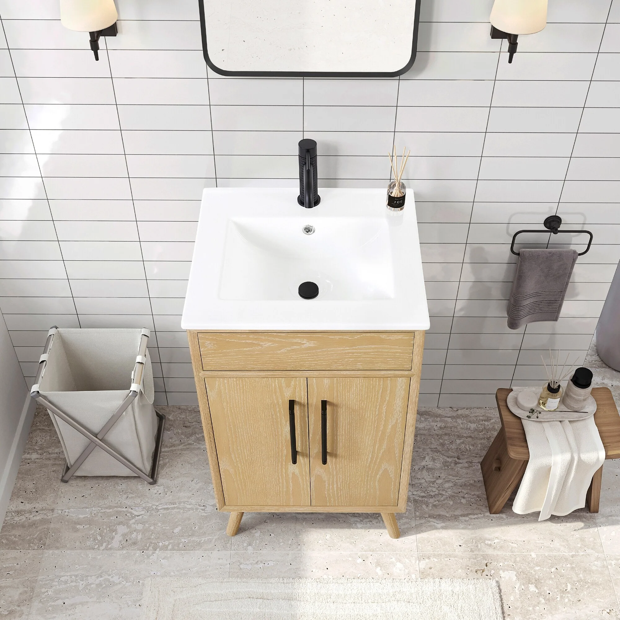Delhi Bath Vanity with White Ceramic Basin Top without Mirror