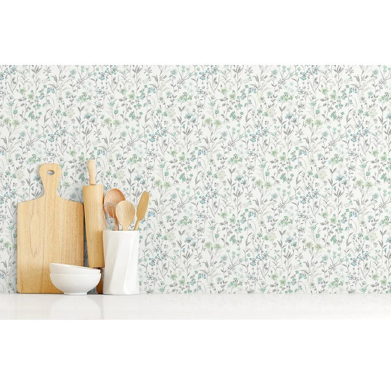 NextWall Wildflowers Peel and Stick Wallpaper