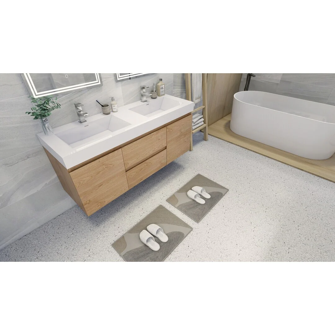 Baillie 60'' Wall-Mounted Vanity with Double Reinforced Acrylic Sink