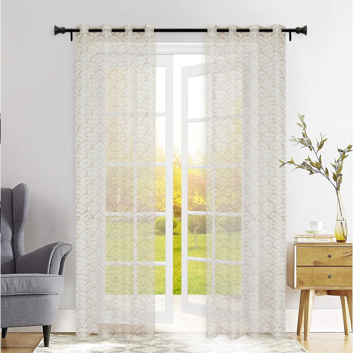 Deco Window 2 Pack Single Curtain Rod with Egyptian Round Finials & Brackets Set - 44