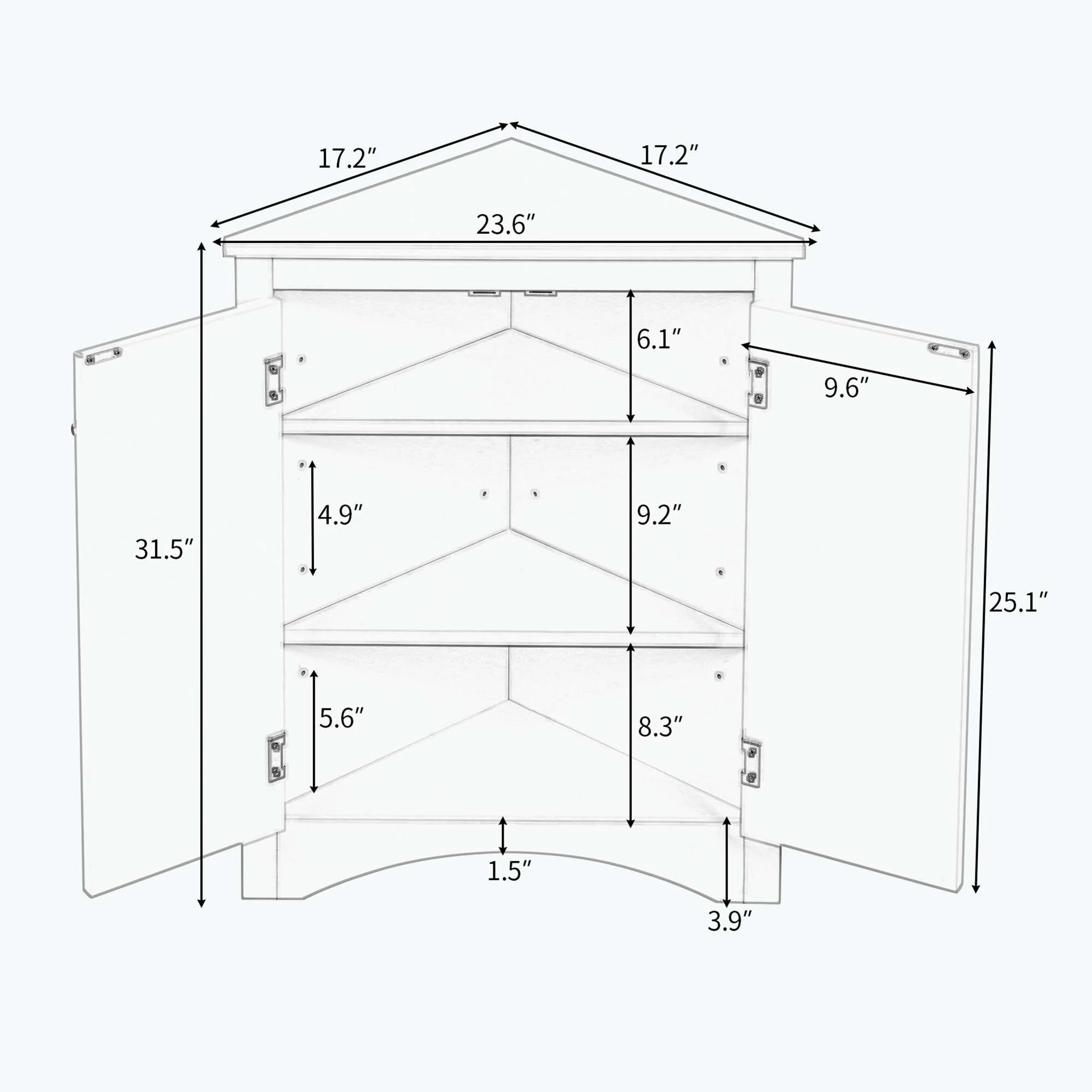Triangle Bathroom Storage Cabinet with Adjustable Shelves