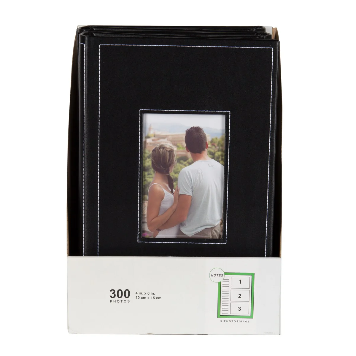DesignOvation Debossed Black Faux Leather Photo Album (Pack of 4)