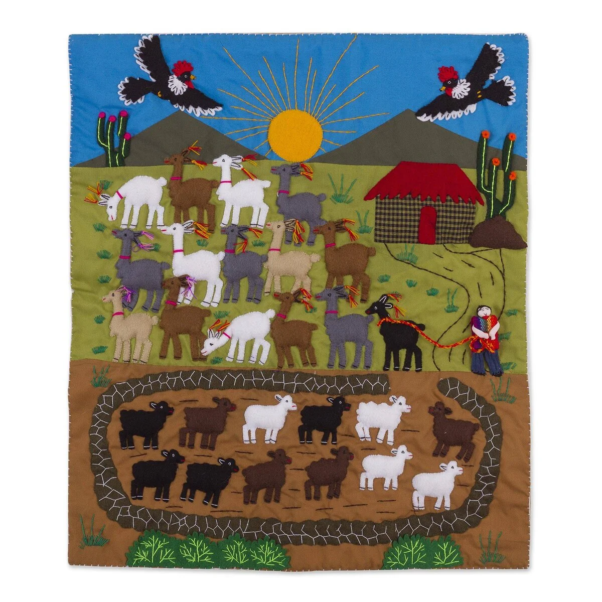Novica Handmade Andean Enchantment Cotton Applique Wall Hanging