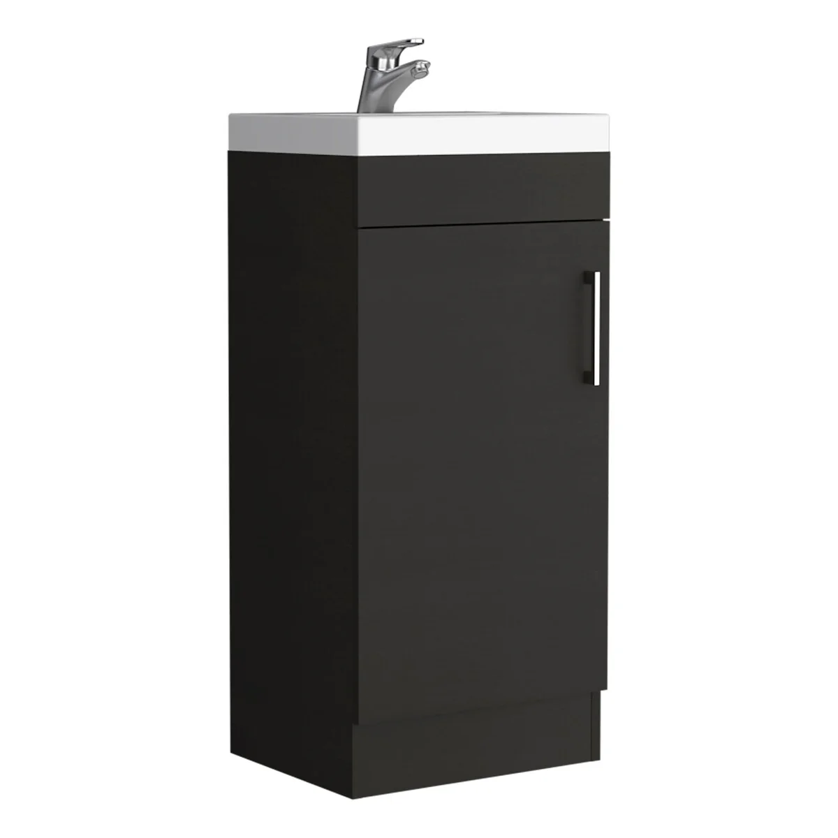 Bathroom Vanity Sink, Metal Handle, Single Door Cabinet -Black