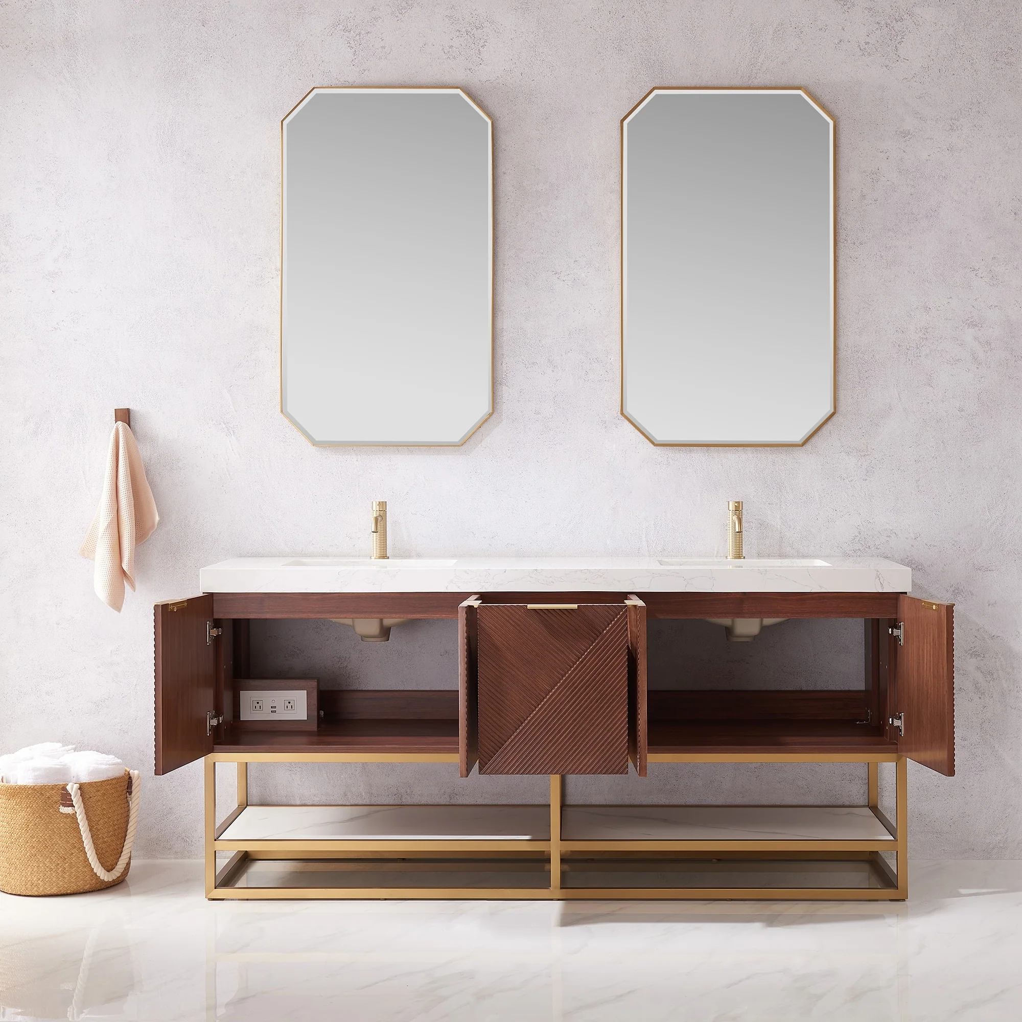 Mahon Double Bath Vanity with Composite Stone Top without Mirror