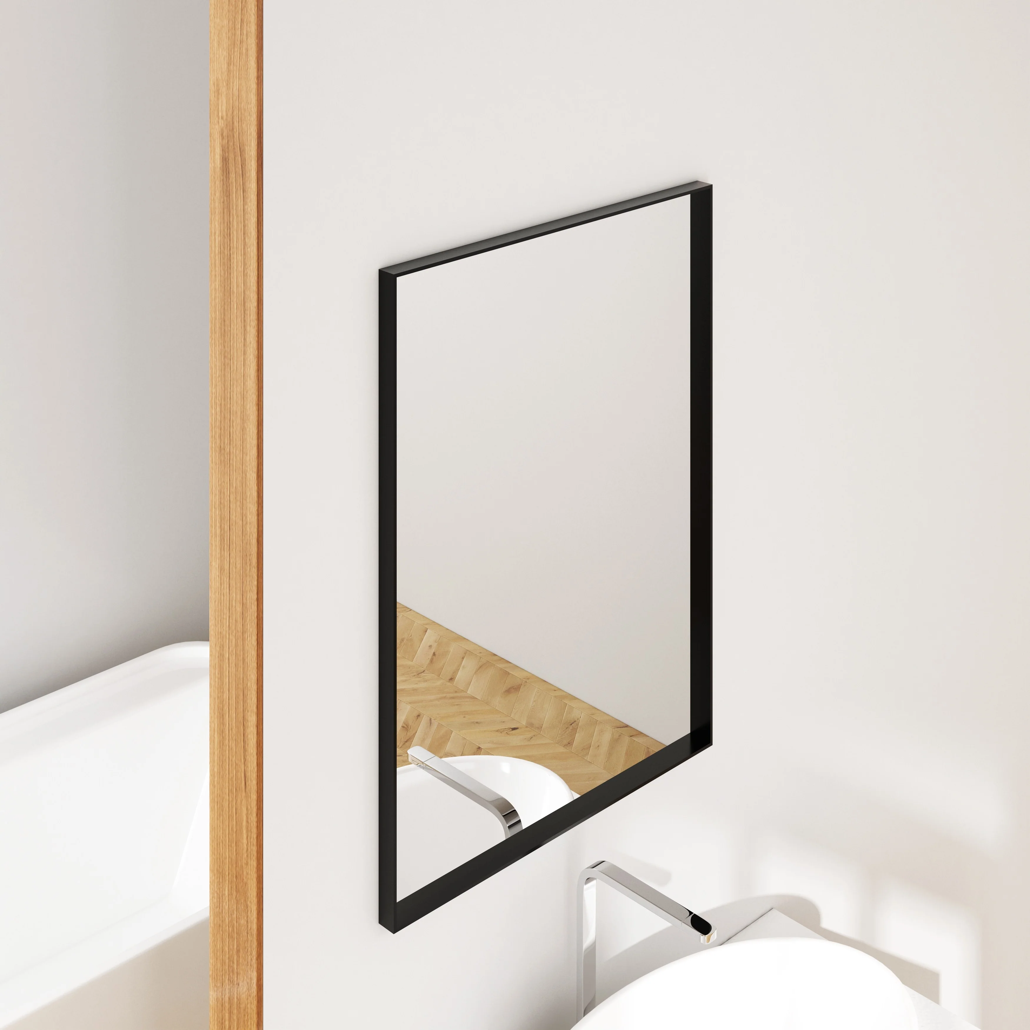 TOOLKISS Right Angle Aluminum Frame Bathroom Vanity Mirror with Clear Glass