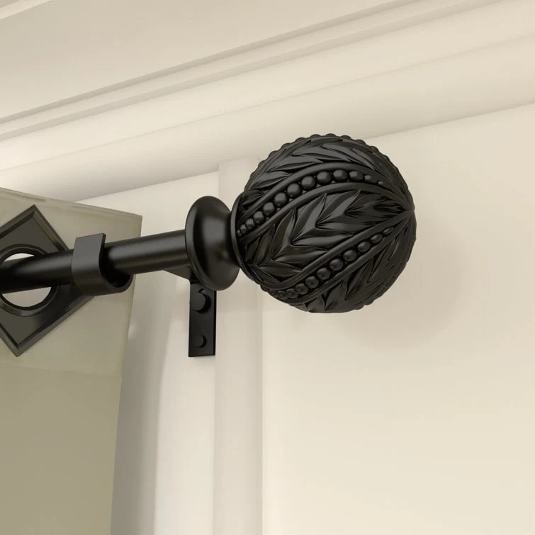 Debuono Black Adjustable Curtain Rod with Final Set