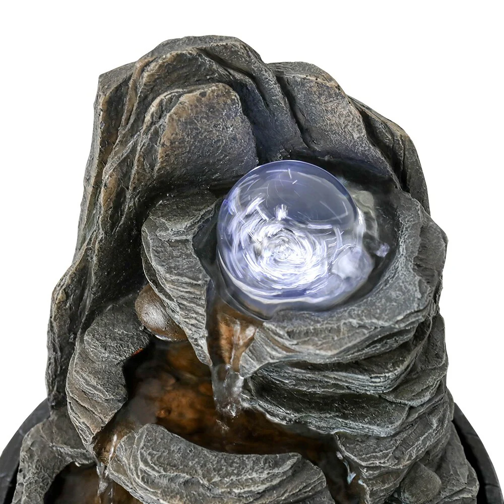 Cascading Fountain w/Light & Ball Indoor Waterfall Fountain for Home