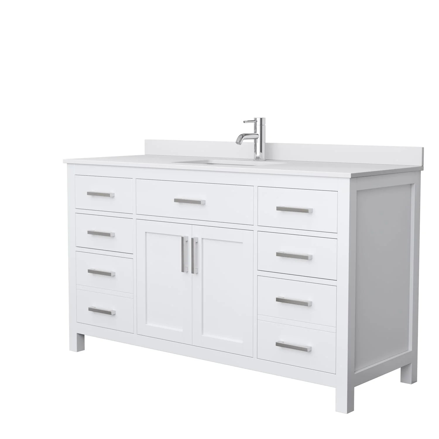 Beckett 60 Inch Single Vanity, Cultured Marble Top