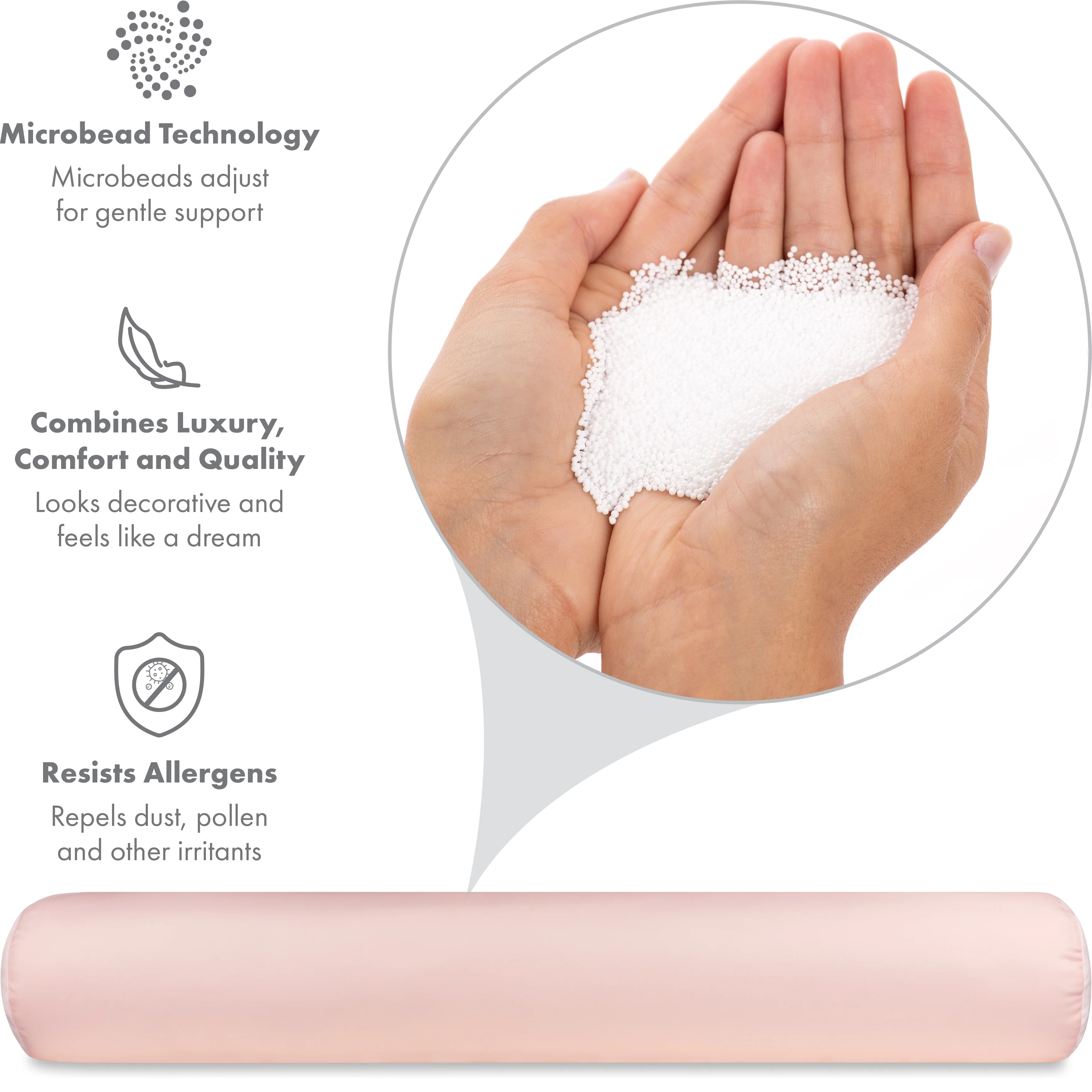 Straight Body Pillow, Premium Microbead,Side Sleeping / Pregnant Women