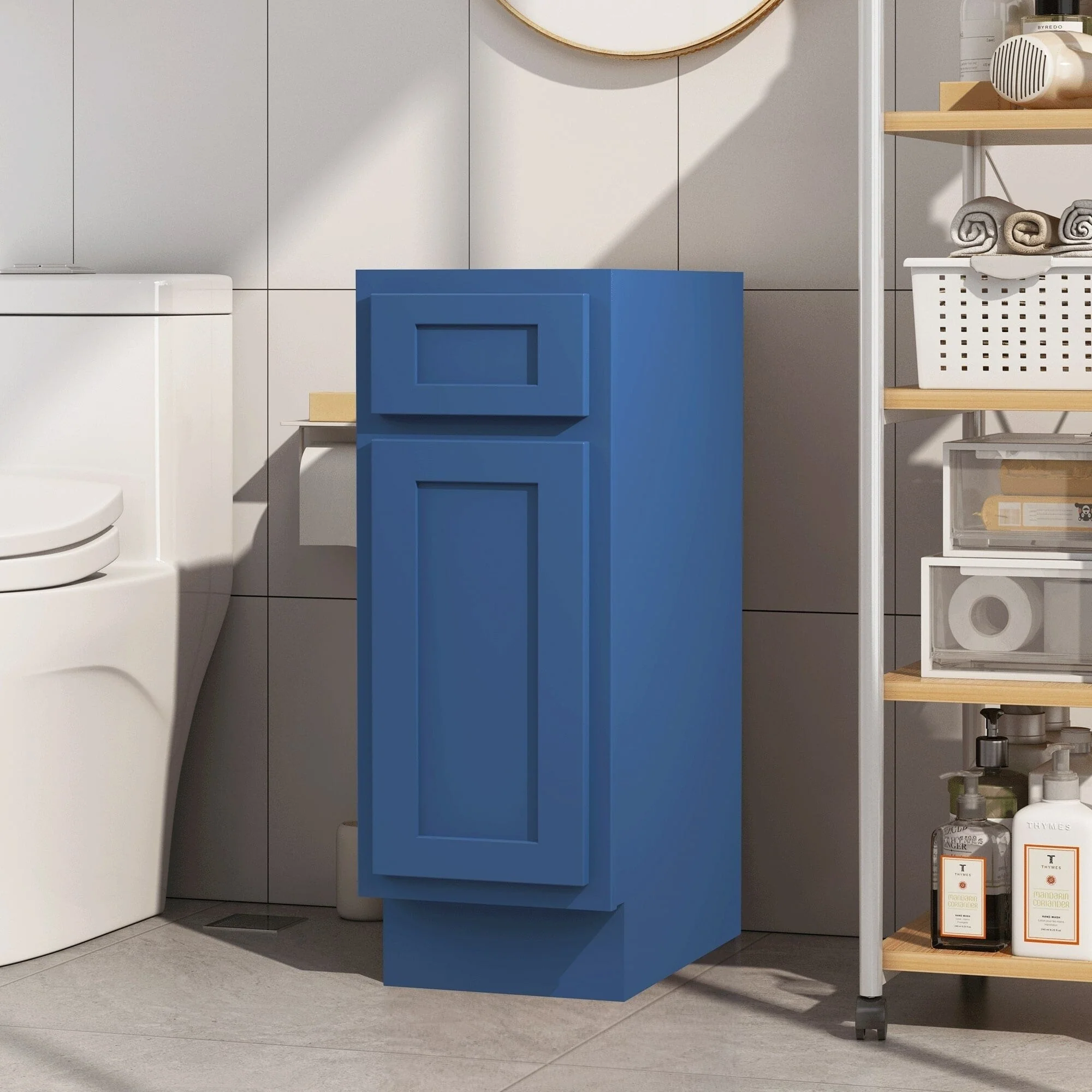 Vanity Art 12 Inch Bathroom Vanity Base Cabinet Single Right Offset Solid Wood Small Bathroom Storage Floor Cabinet