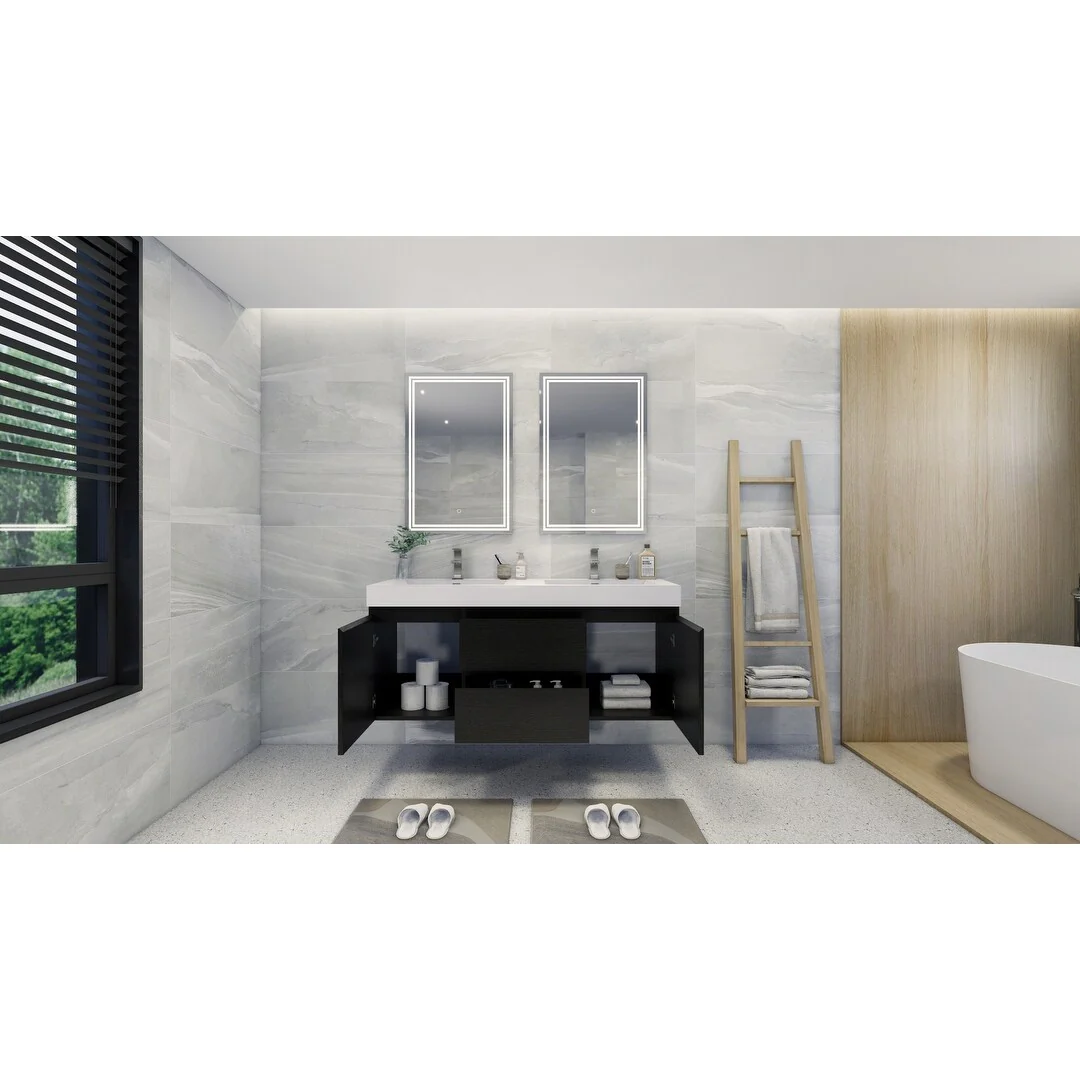 Baillie 60'' Wall-Mounted Vanity with Double Reinforced Acrylic Sink