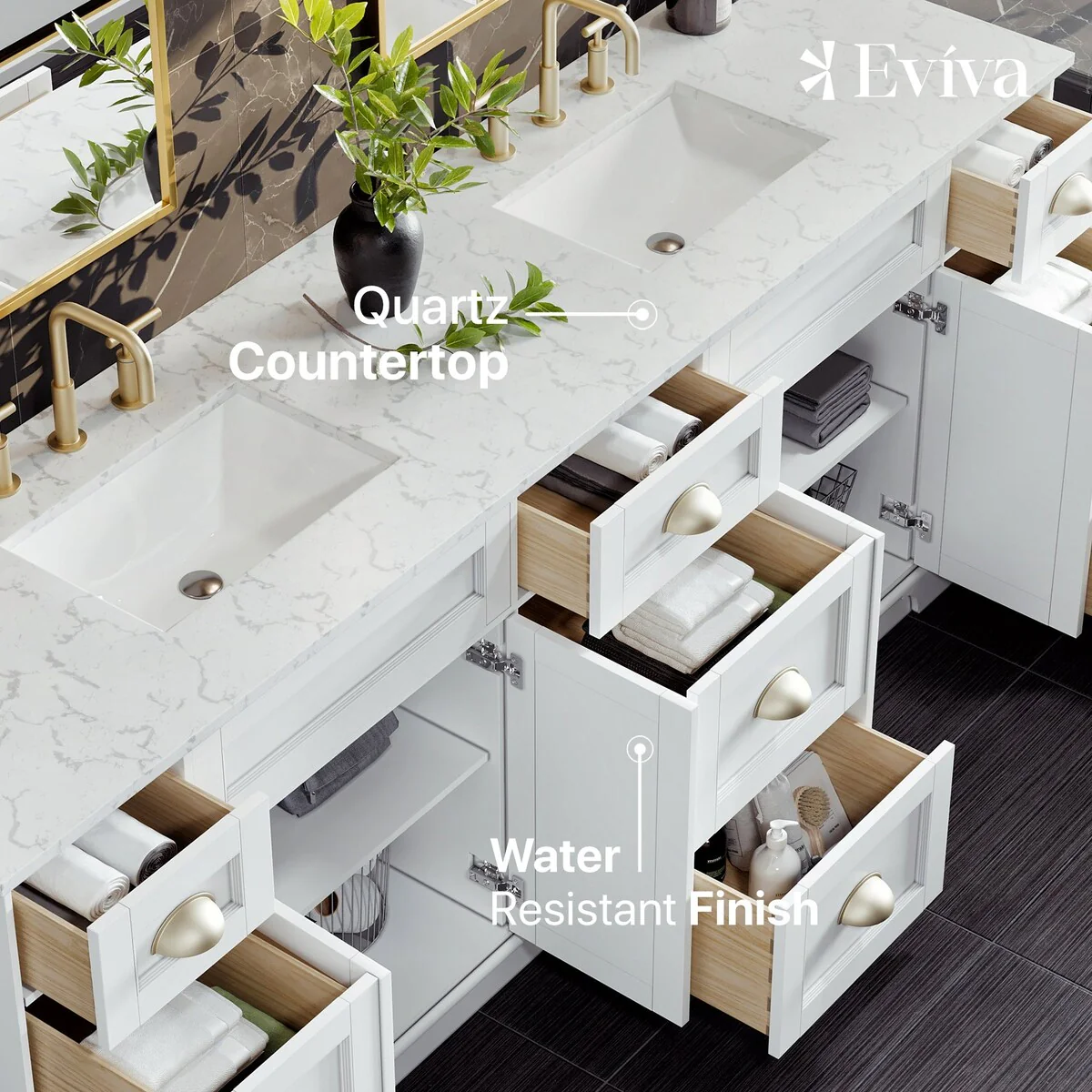 EVIVA Epic 84 Inch Transitional White Vanity
