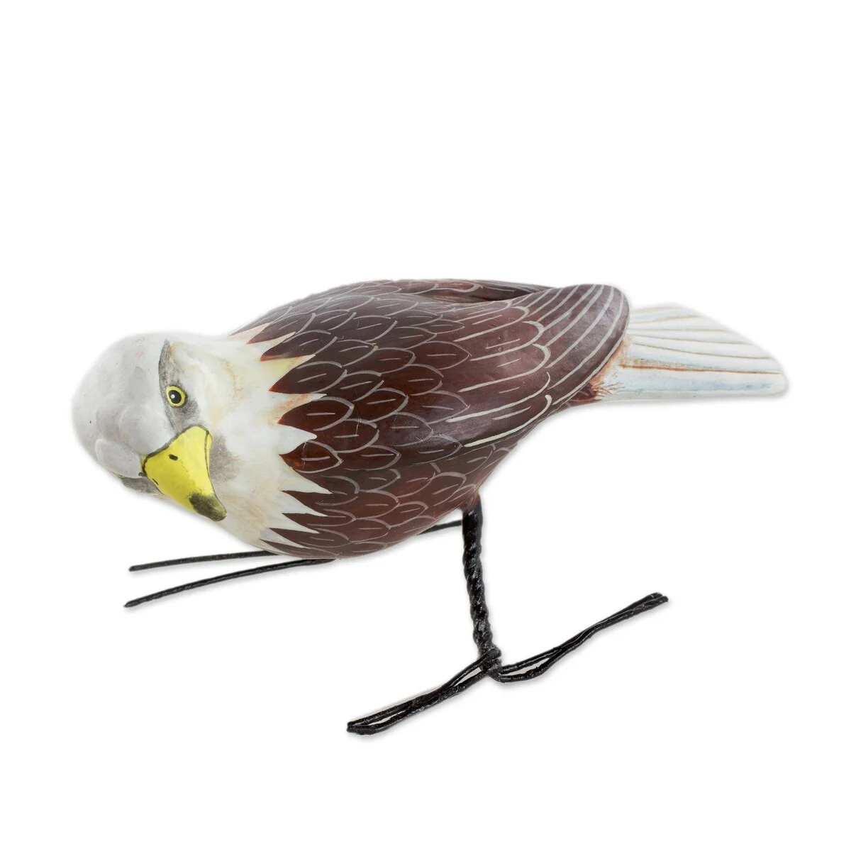 NOVICA Handmade Inquisitive Bald Eagle Ceramic Figurine (Guatemala) - 5.0