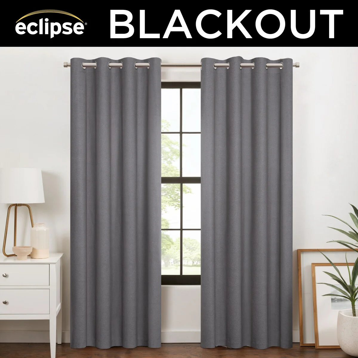 Eclipse Blackout Curtains, Larissa Solid Grommet Curtains