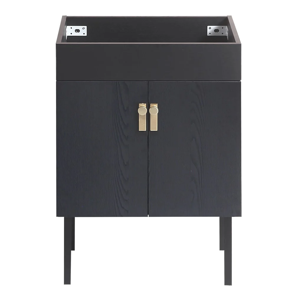 Bathroom Vanity with Metal Leg, White Ceramic Basin & 2 Soft Close Doors