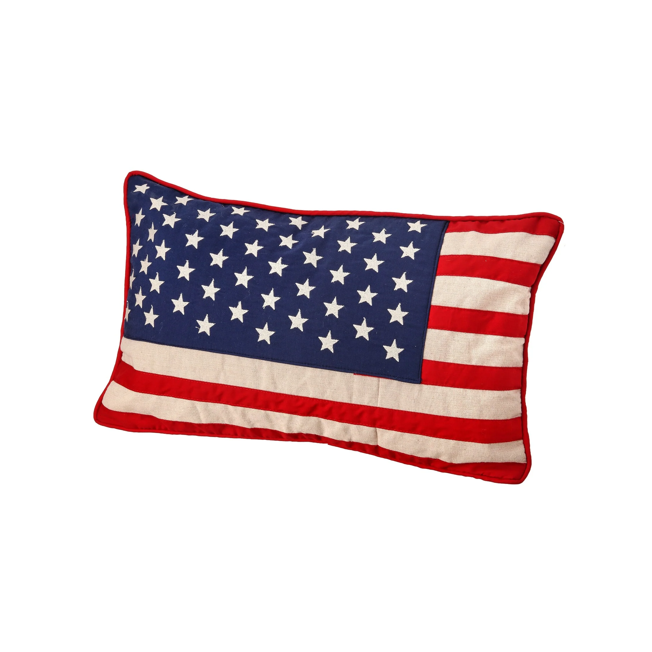 Fabric American Flag Lumbar Pillow 12x22
