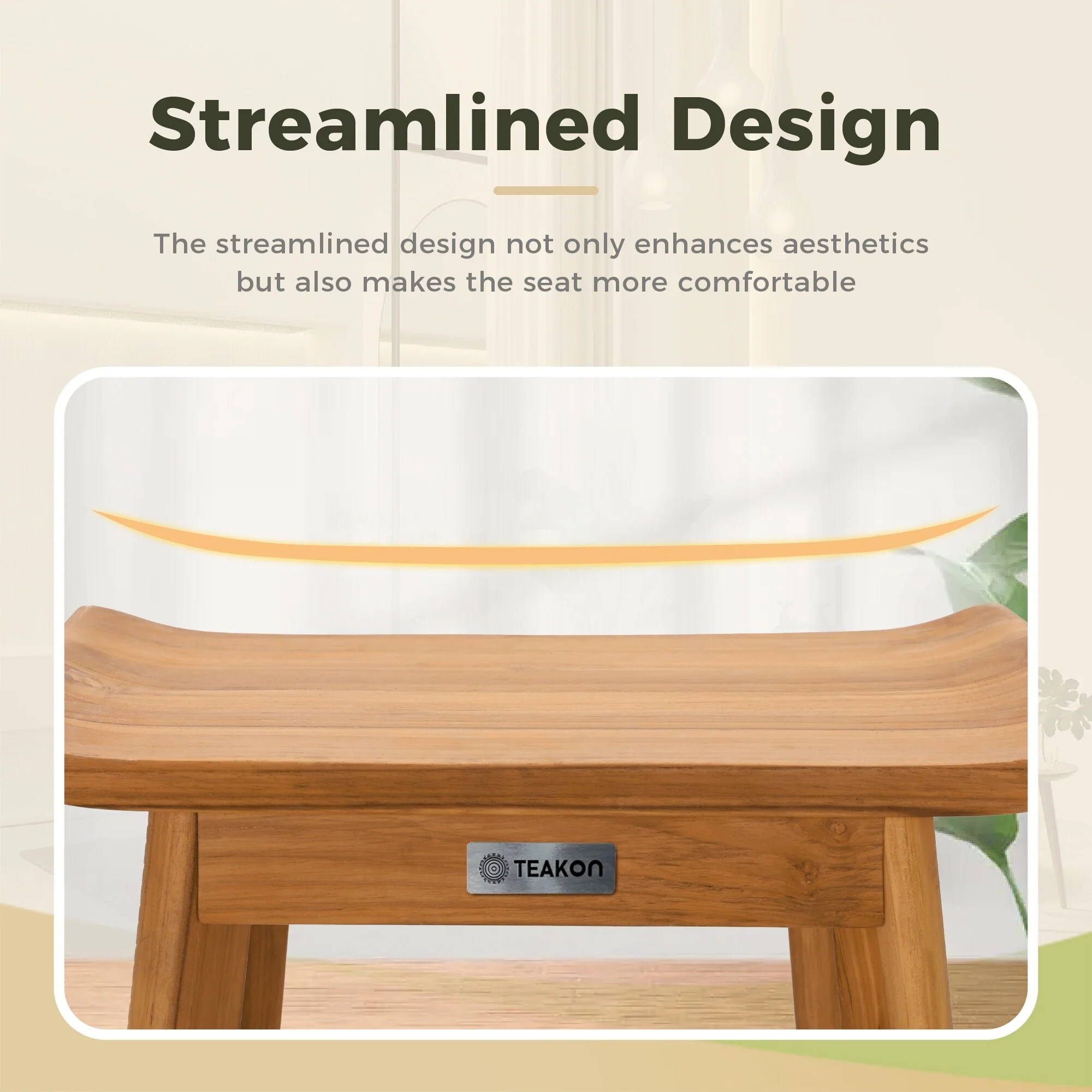 Bathroom Stool with Storage Shelf, Teak Shower Bench Waterproof Wood Bench, Shower Seat