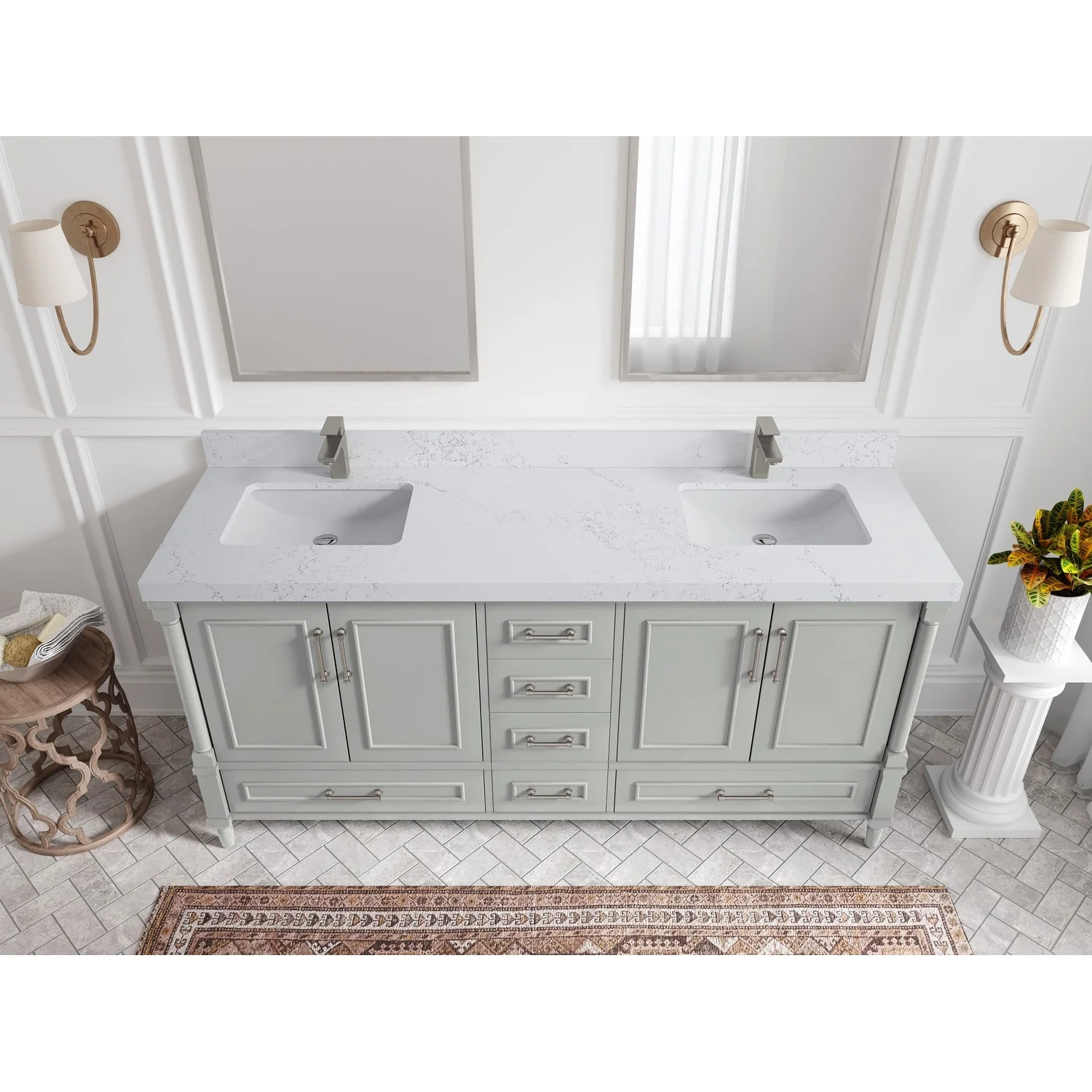 Willow Collections 72 in. W x 22 in. D Aberdeen Double Sink Bathroom Vanity with Countertops