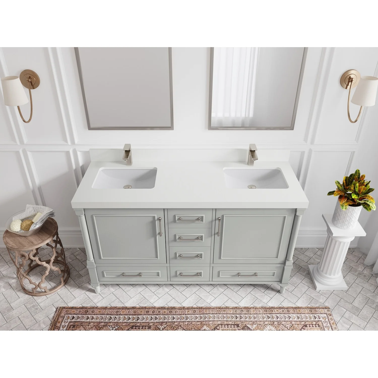 Willow Collections 60 in. W x 22 in. D Aberdeen Double Sink Bathroom Vanity with Countertop
