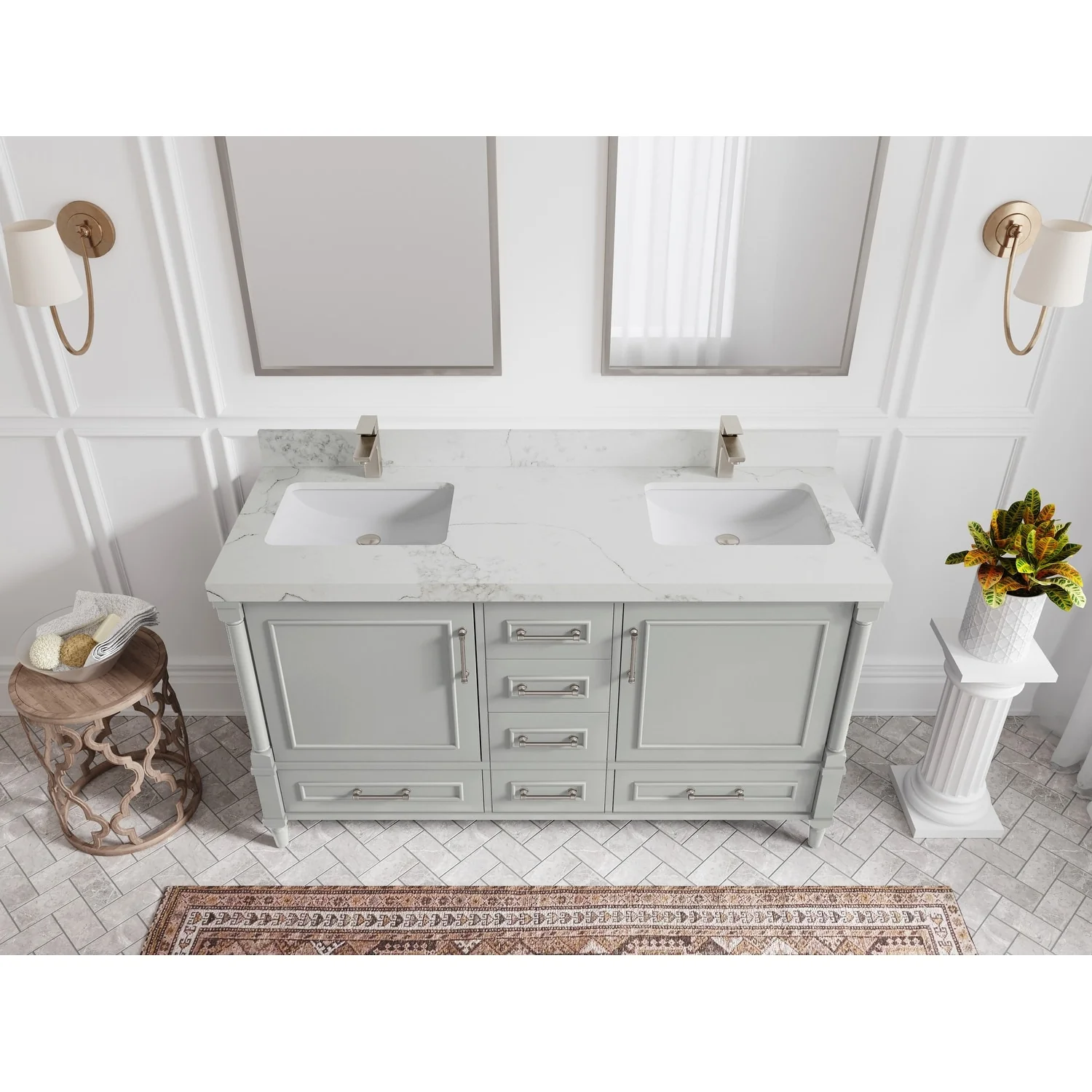 Willow Collections 60 in. W x 22 in. D Aberdeen Double Sink Bathroom Vanity with Countertop