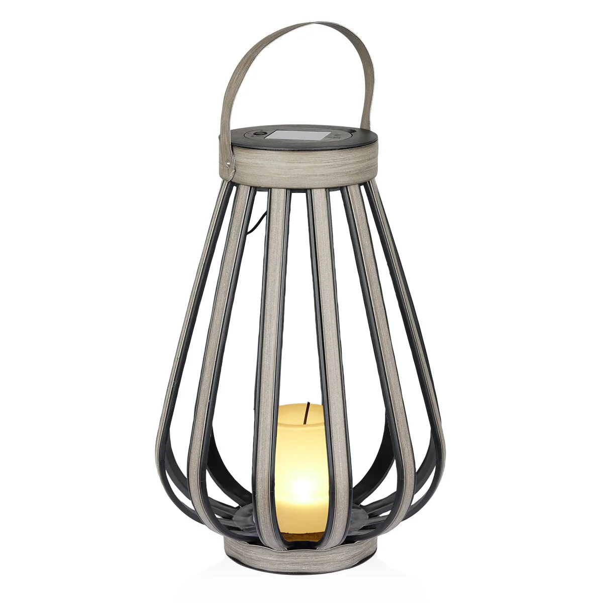 Solar Grey Decorative Plastic Lantern with LED