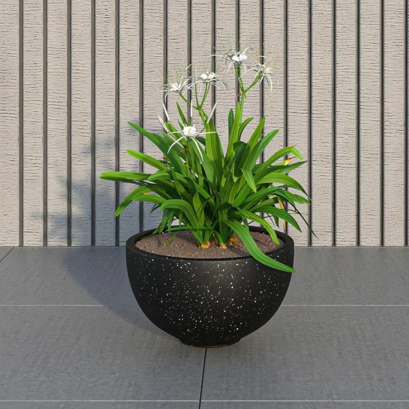 Iris Modern Minimalist Round Fiberstone and MGO Clay Planter With Drainage Holes for Indoor Outdoor Home Office Yard Patio Decor