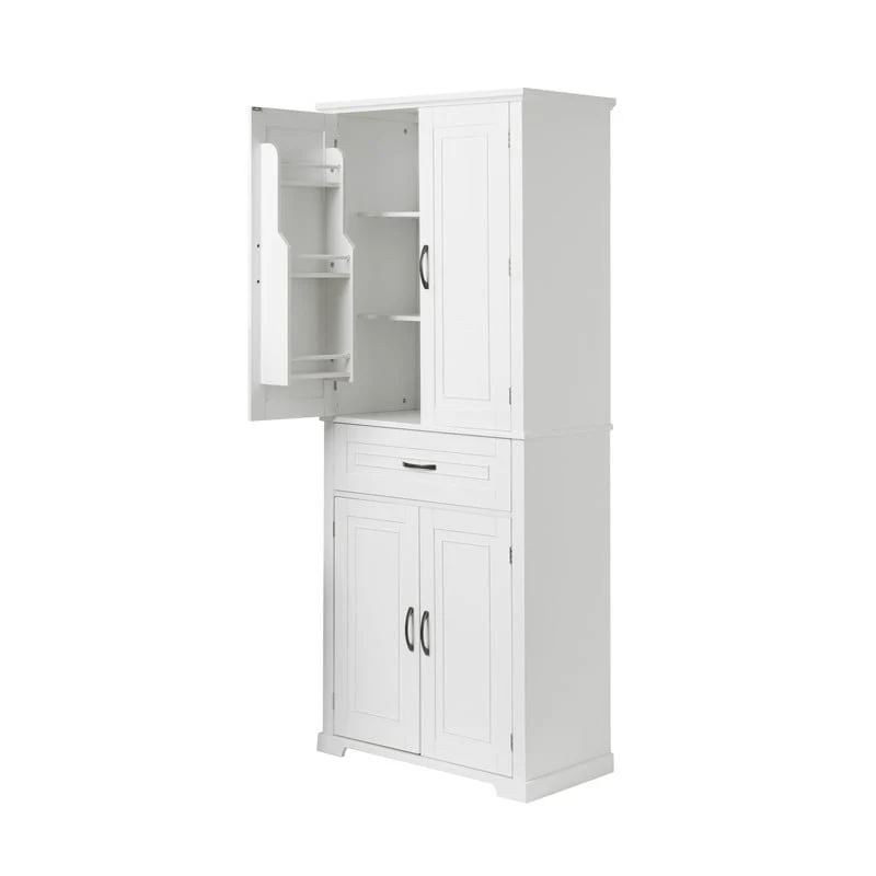 Bathroom Floor Cabinet, Freestanding Storage Cabinet with Doors and Drawer, Kitchen Cupboard with Adjustable Shelf
