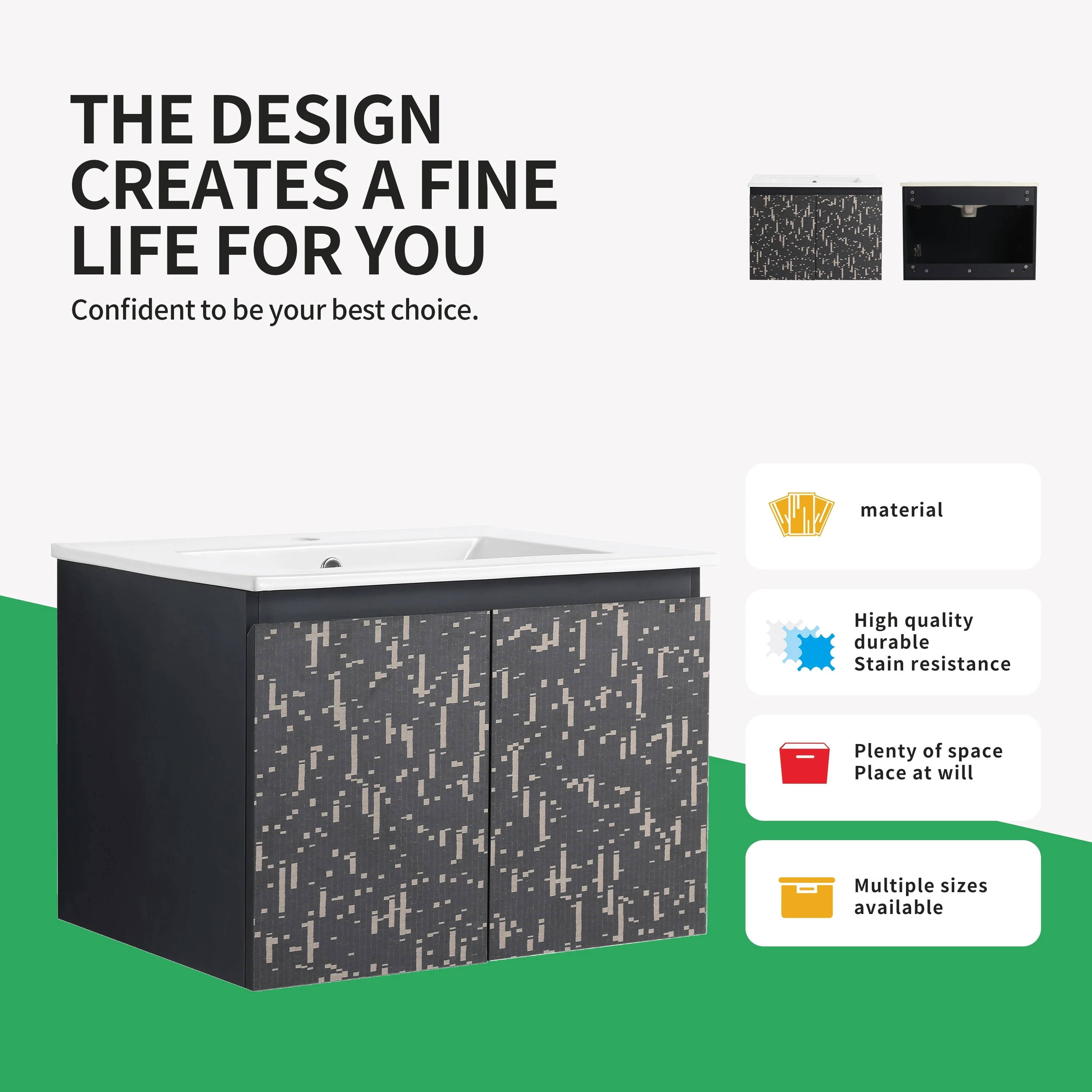 BNK 24/30/48 Inch Double Sink Bathroom Vanity with Soft Close Door