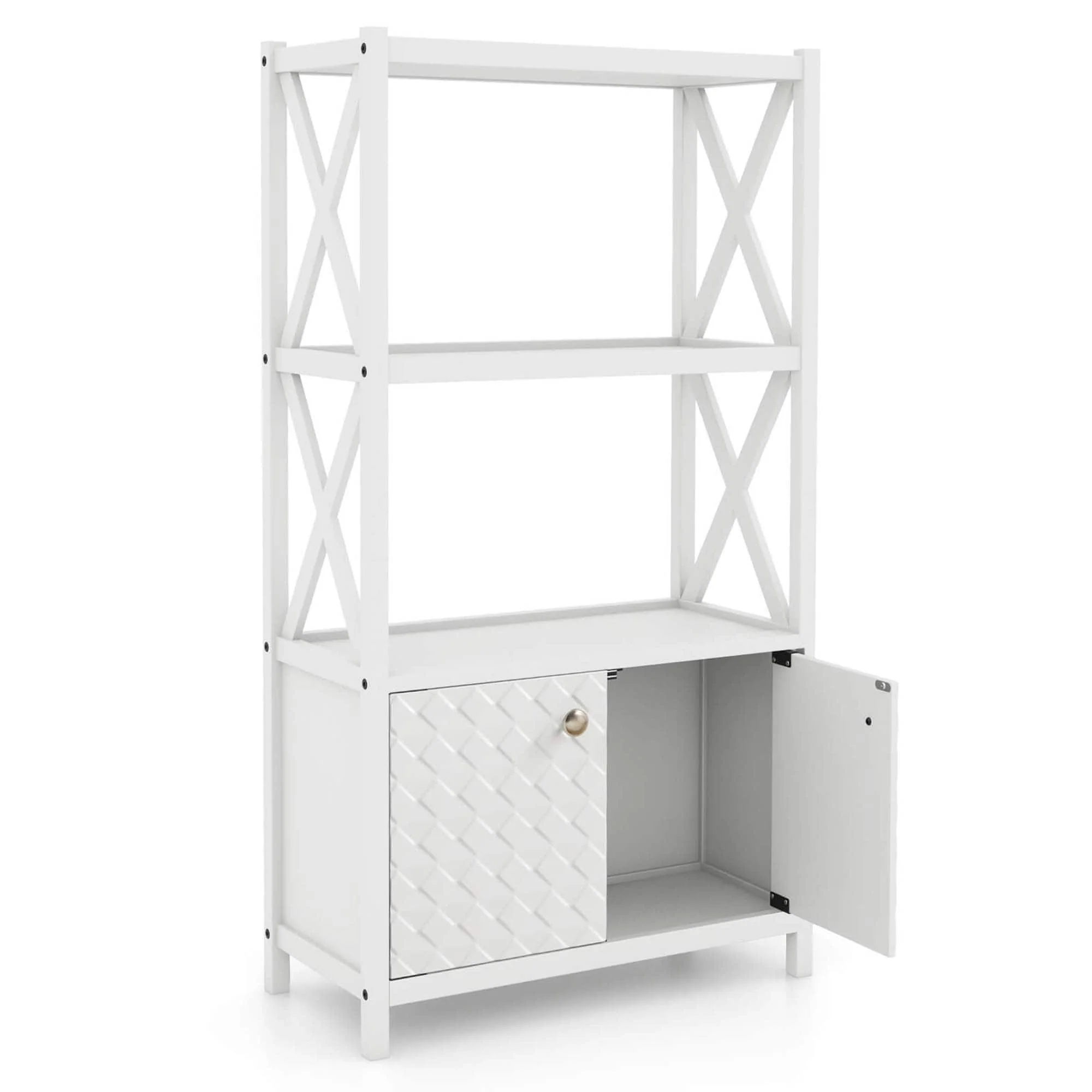 Costway Bathroom Storage Cabinet with Open Shelves & Double Doors - See Details