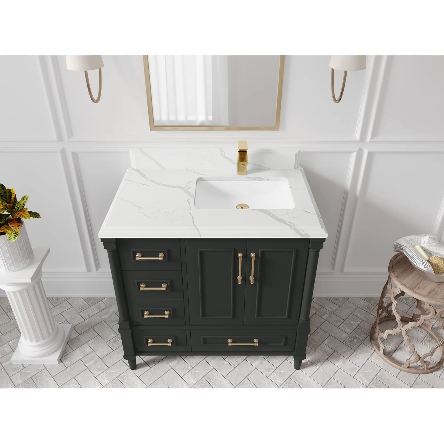 Willow Collections 36 in. W x 22 in. D Aberdeen Right Offset Sink Bathroom Vanity with Countertop